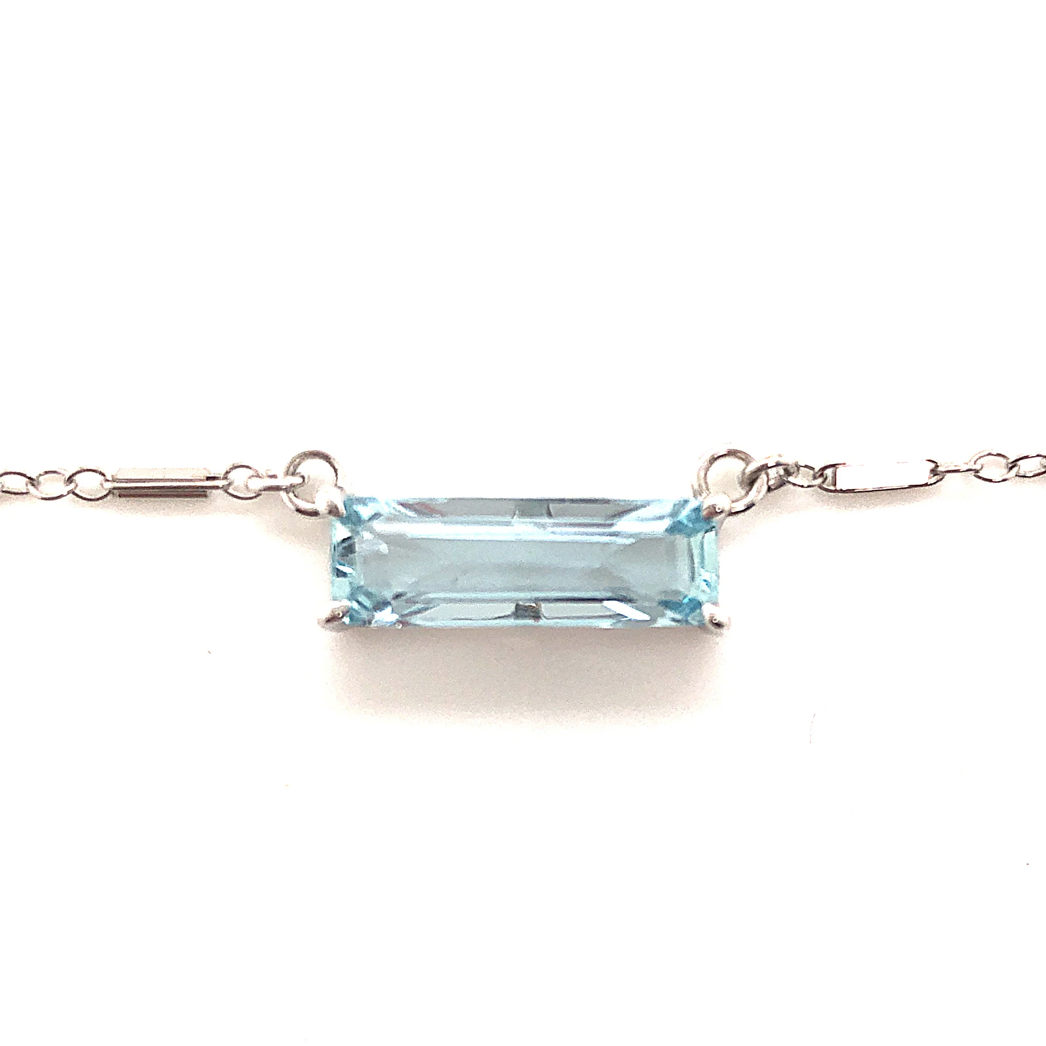 1.63 Emerald Cut Aquamarine Necklace in 14K White Gold - Image 4