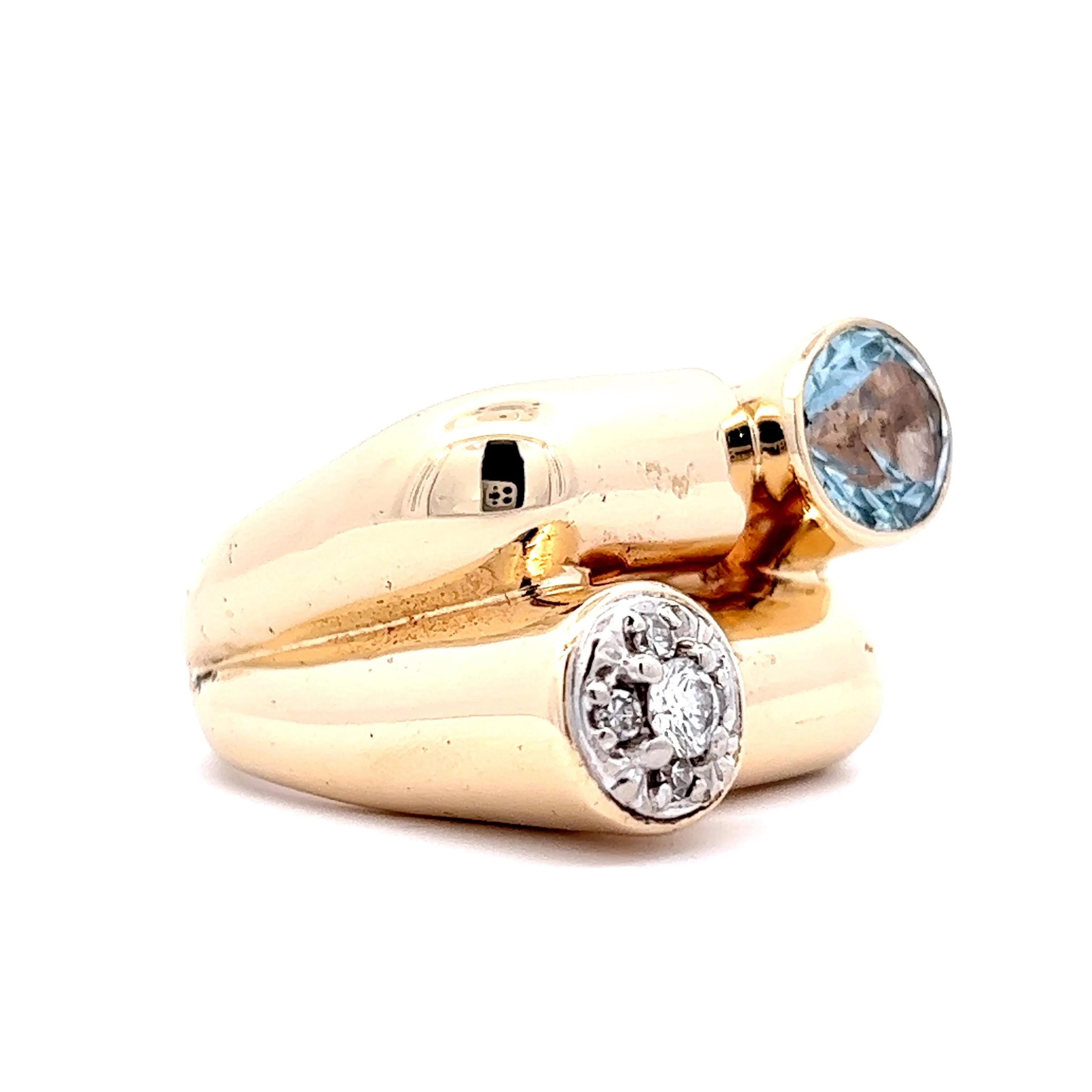 Toi Et Moi Aquamarine & Diamond Ring in 14k Yellow Gold - Image 3