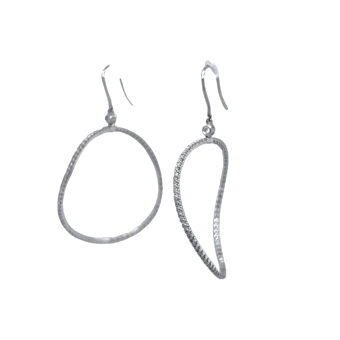 1.64 Curved Diamond Hoop Earrings in 18k White Gold - Image 2