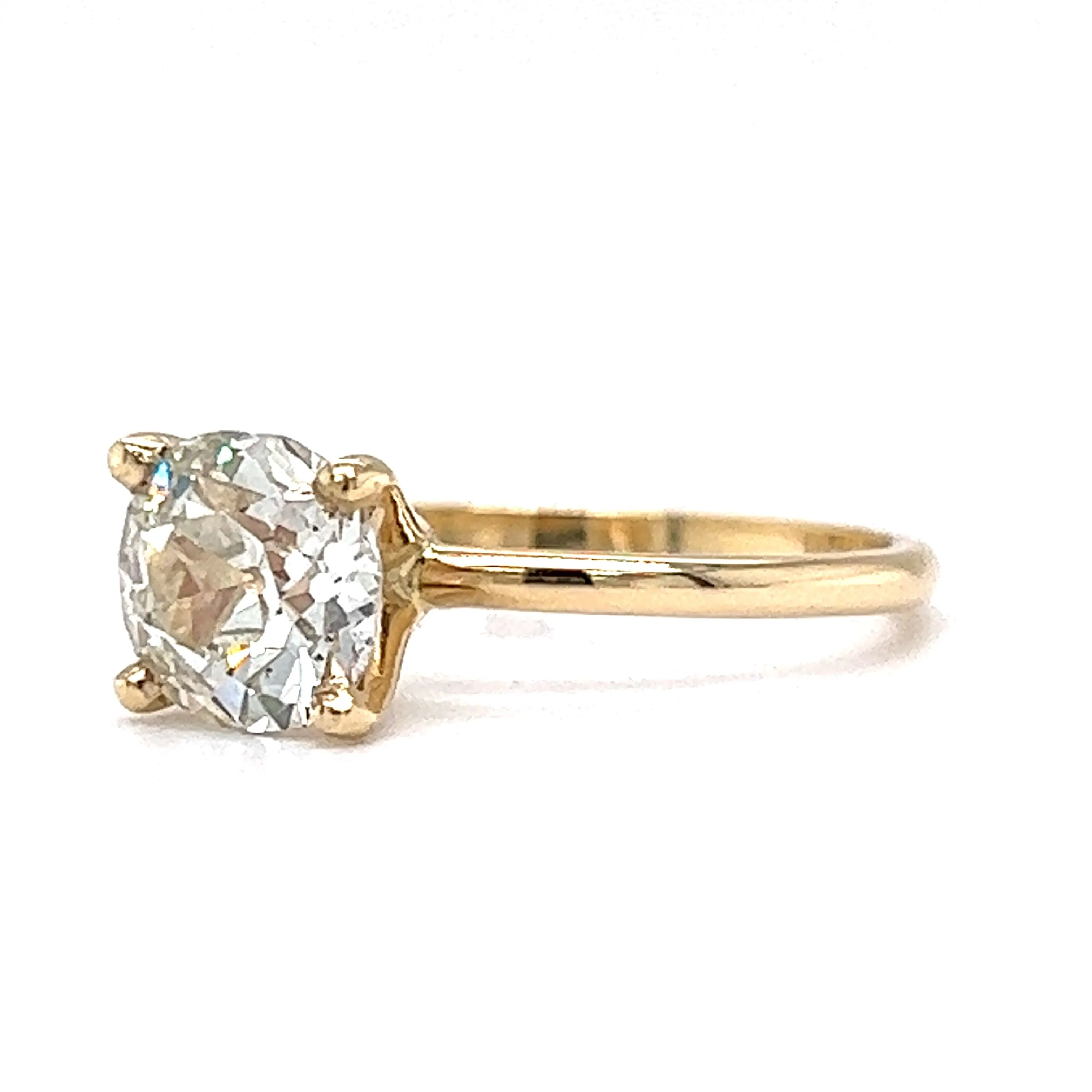 1.64 Old Mine Cut Diamond Engagement Ring in 14k Yellow Gold - Image 2
