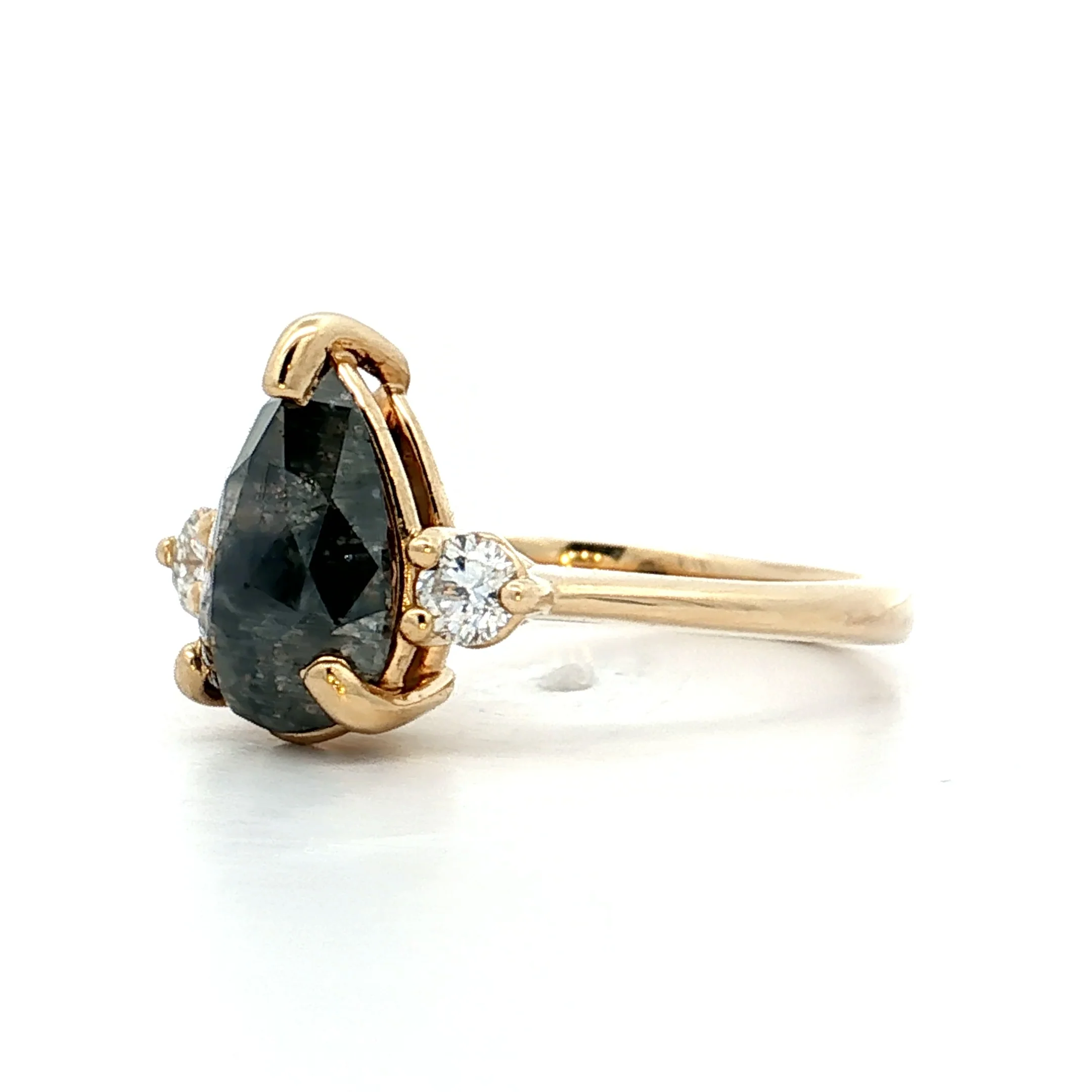 1.64 Pear Salt & Pepper Diamond Engagement Ring 14k - Image 2