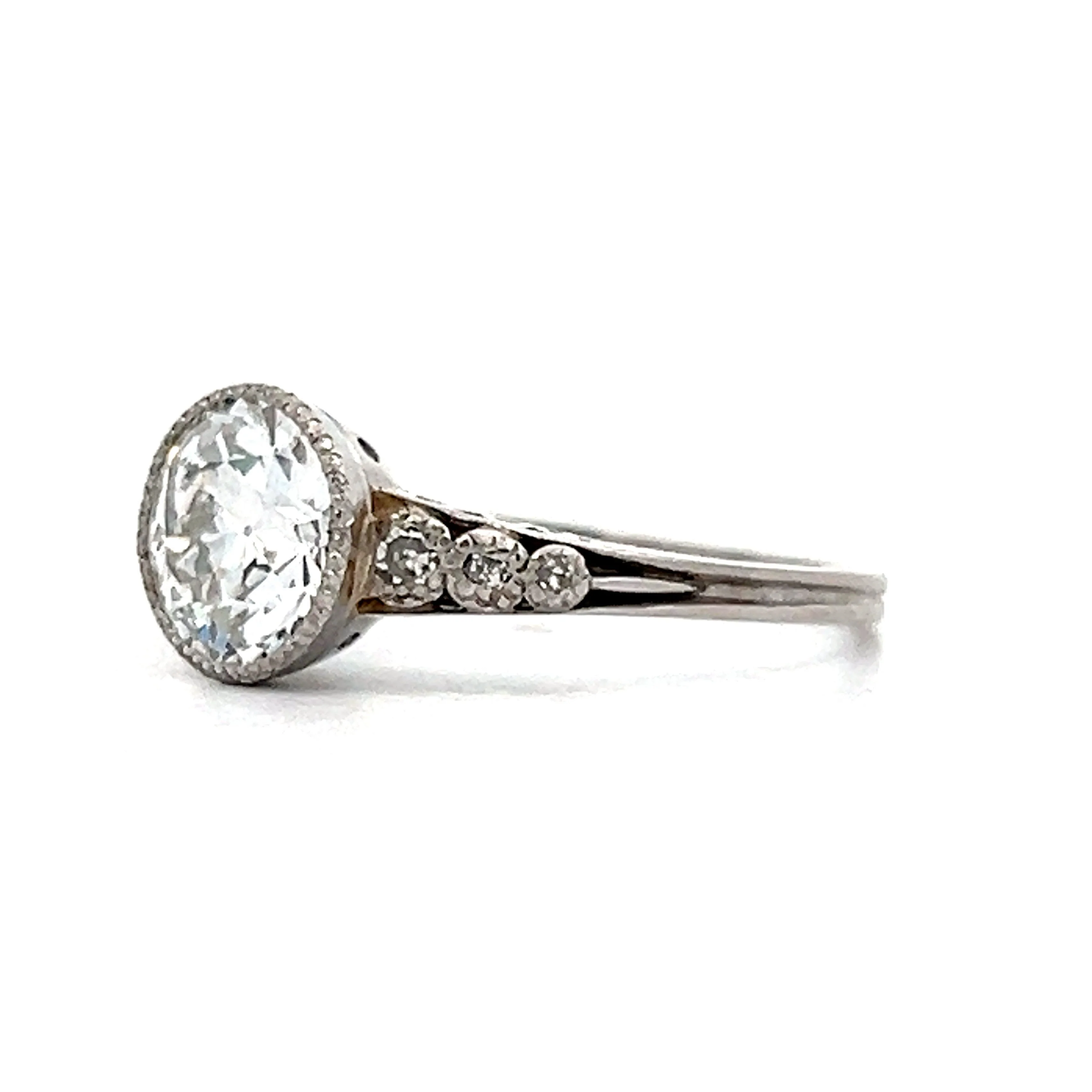 1.64 Vintage Art Deco Bezel Engagement Ring in Platinum - Image 2