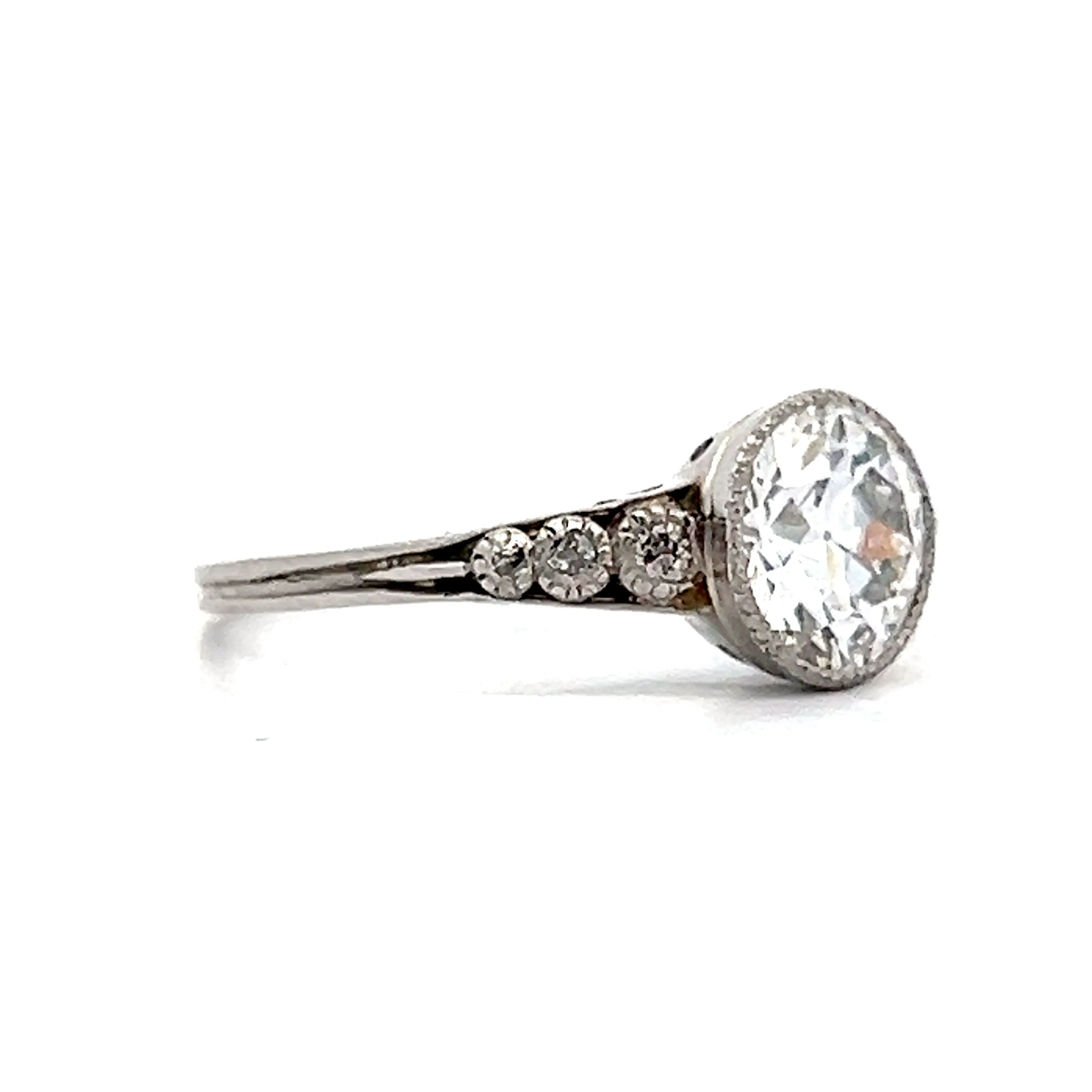 1.64 Vintage Art Deco Bezel Engagement Ring in Platinum - Image 3