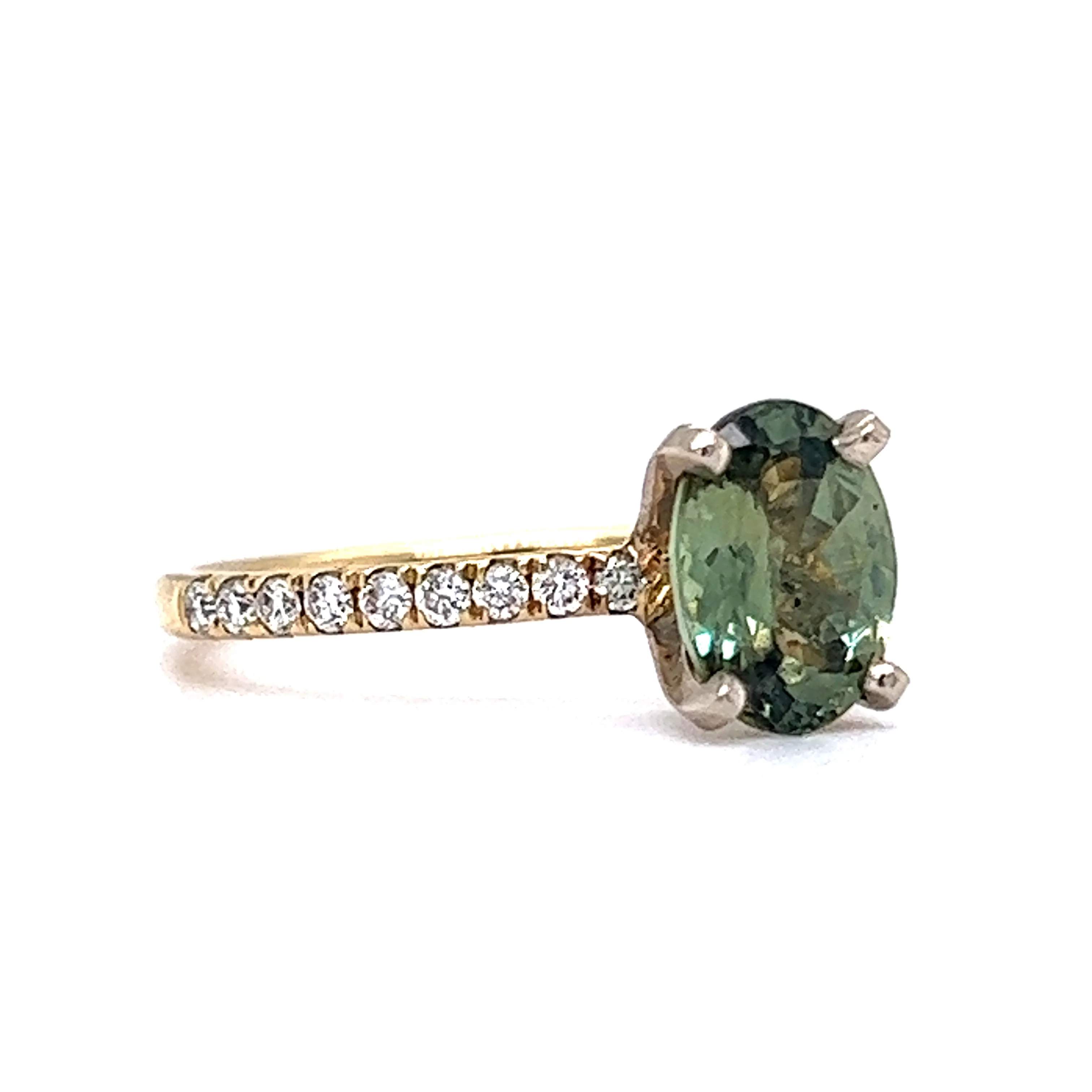 1.65 Demantoid Garnet Engagement Ring in 14K Yellow Gold - Image 3