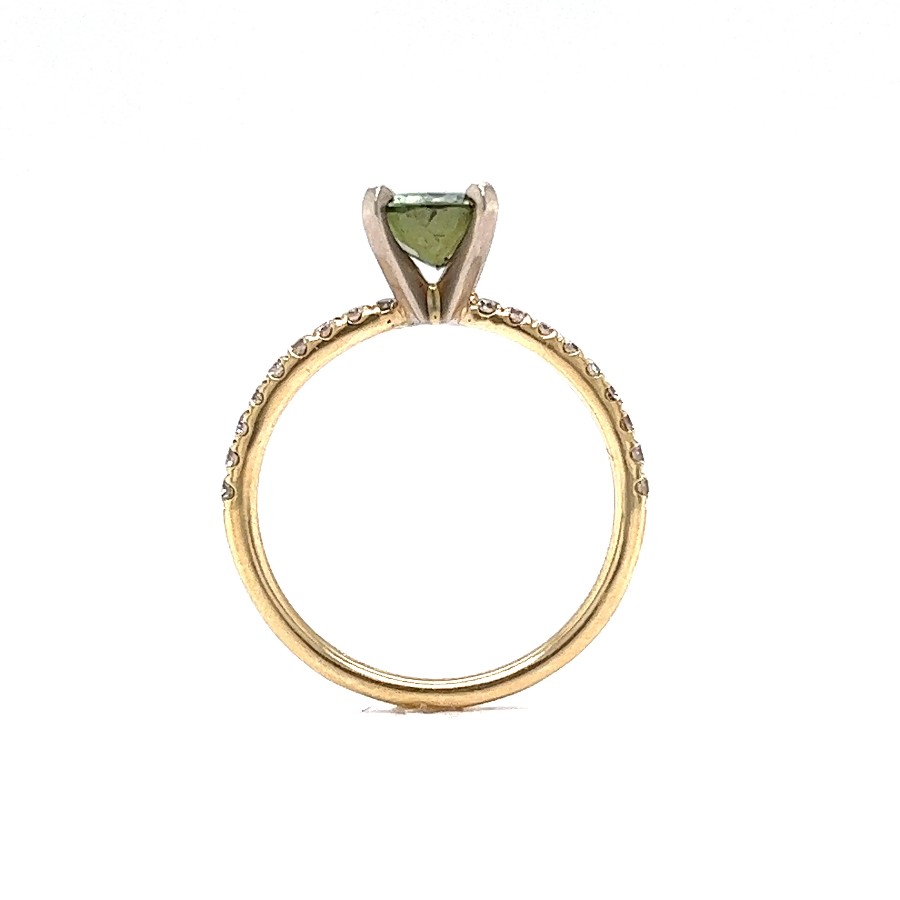 1.65 Demantoid Garnet Engagement Ring in 14K Yellow Gold - Image 4