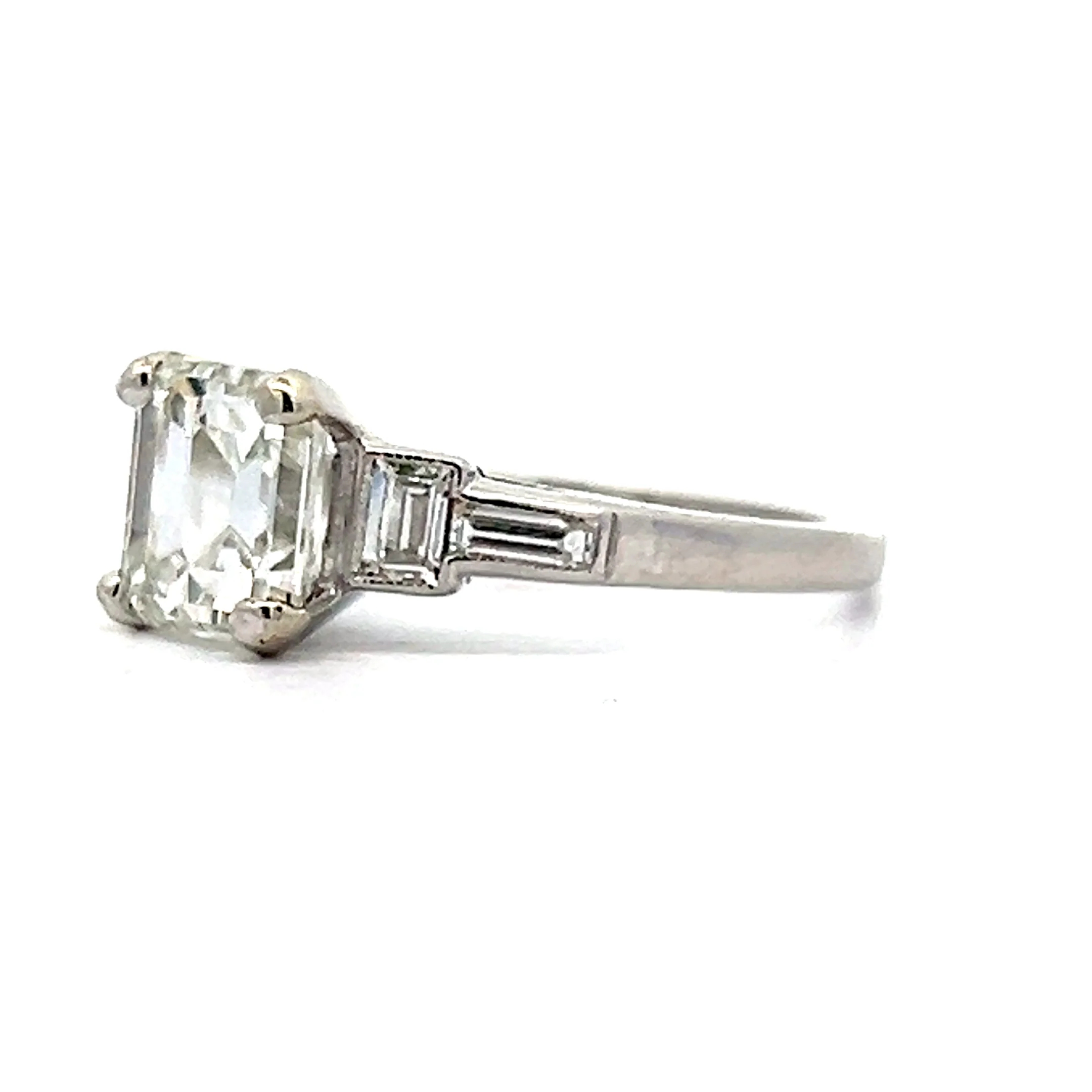 1.65 Emerald Cut Art Deco Engagement Ring in Platinum - Image 2