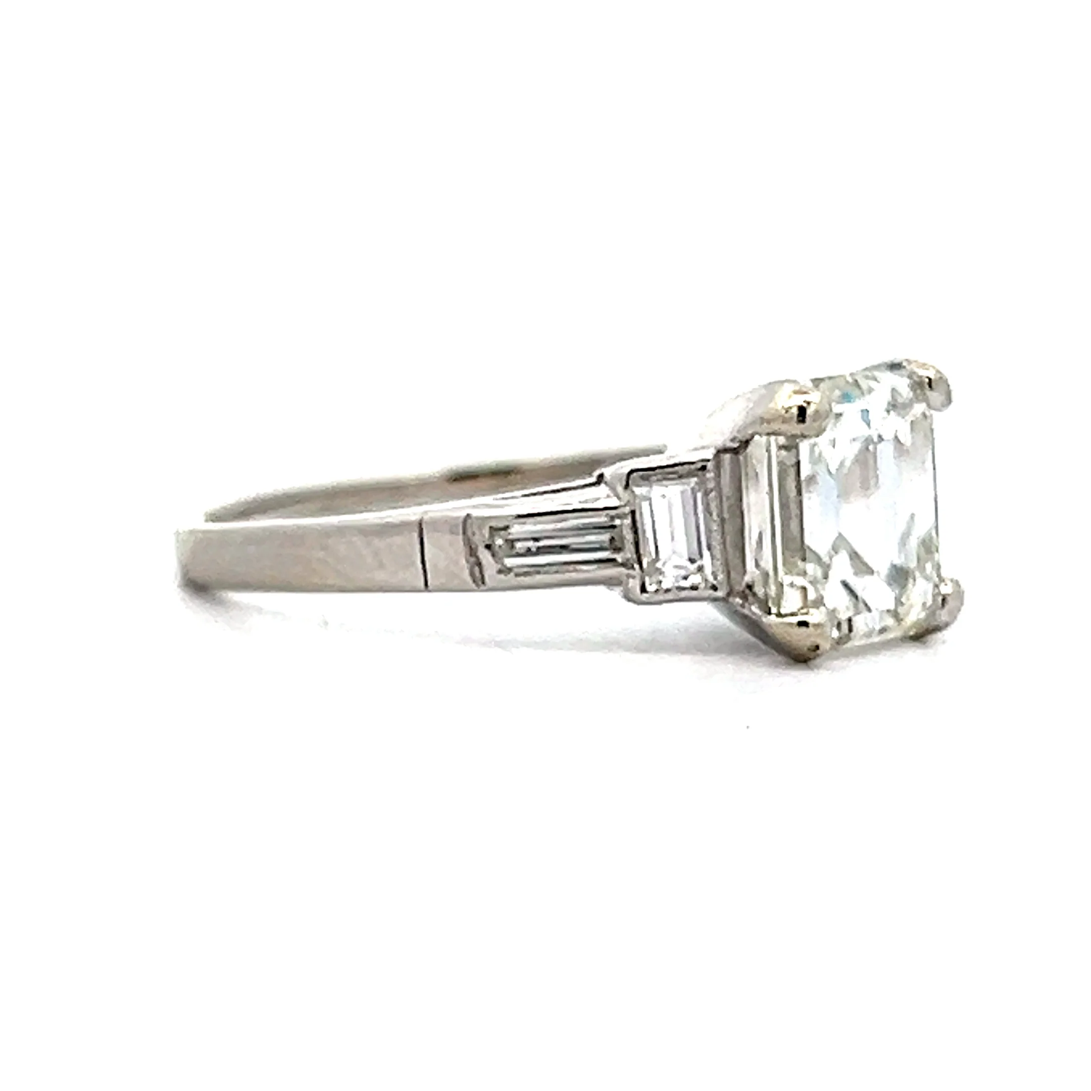 1.65 Emerald Cut Art Deco Engagement Ring in Platinum - Image 3