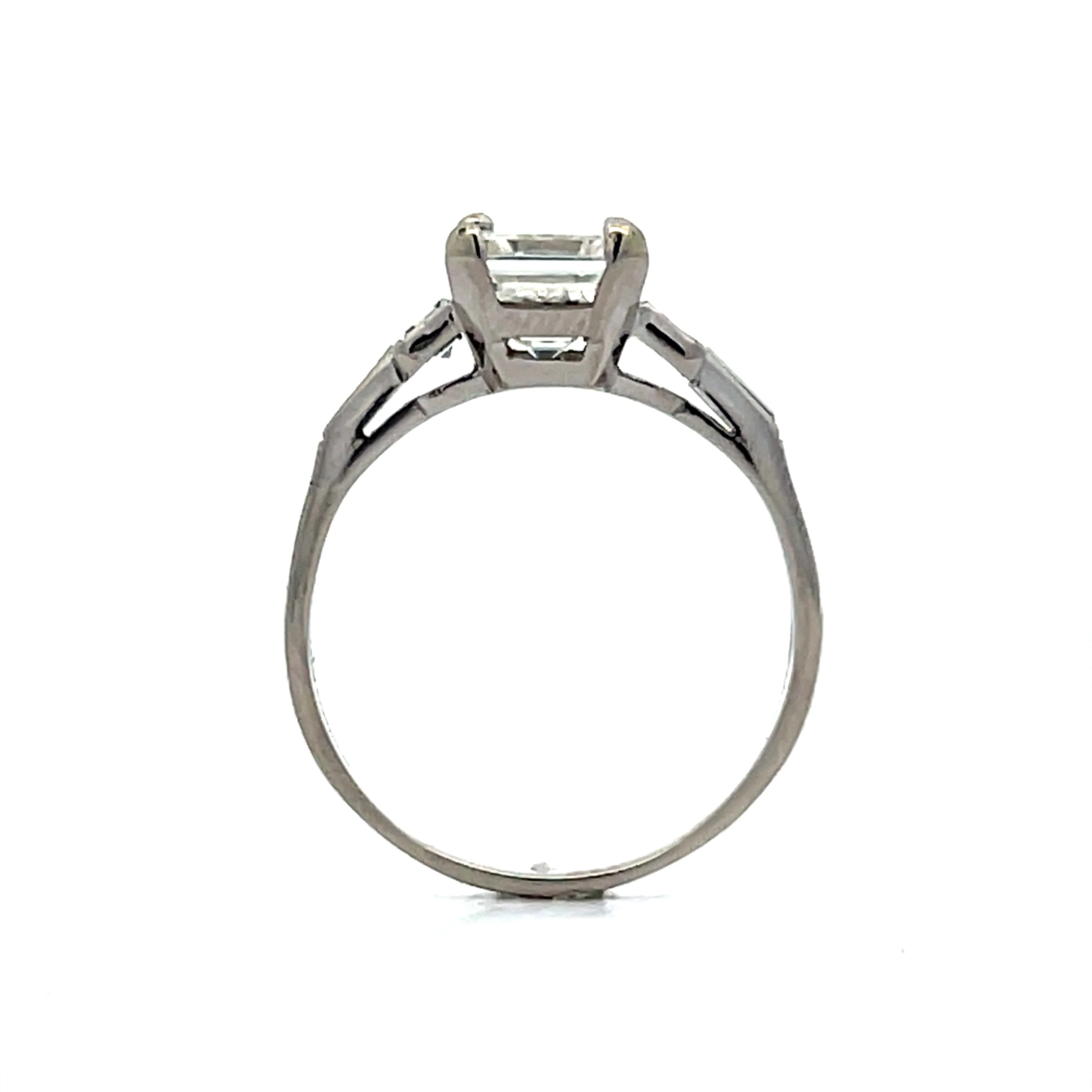 1.65 Emerald Cut Art Deco Engagement Ring in Platinum - Image 4