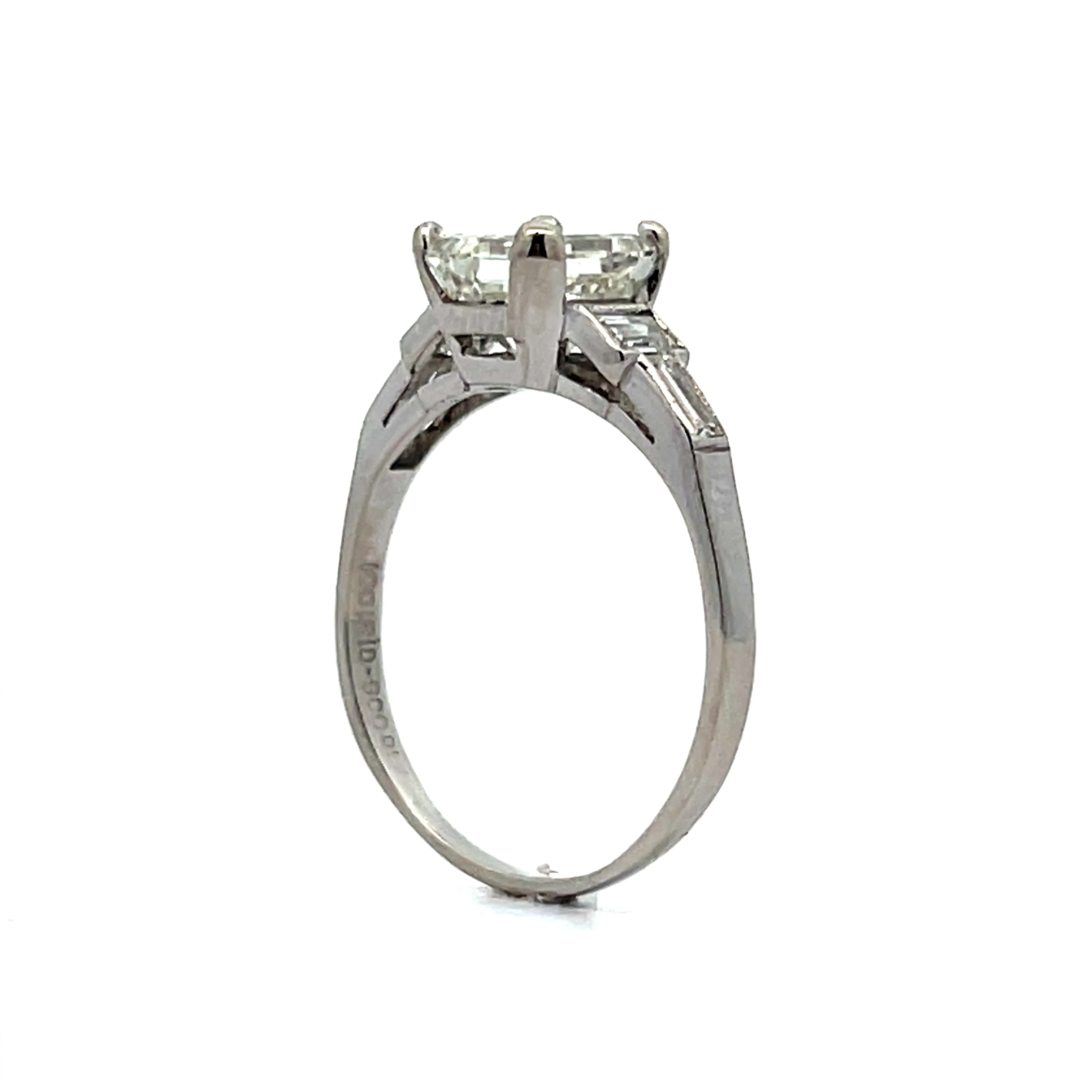 1.65 Emerald Cut Art Deco Engagement Ring in Platinum - Image 5