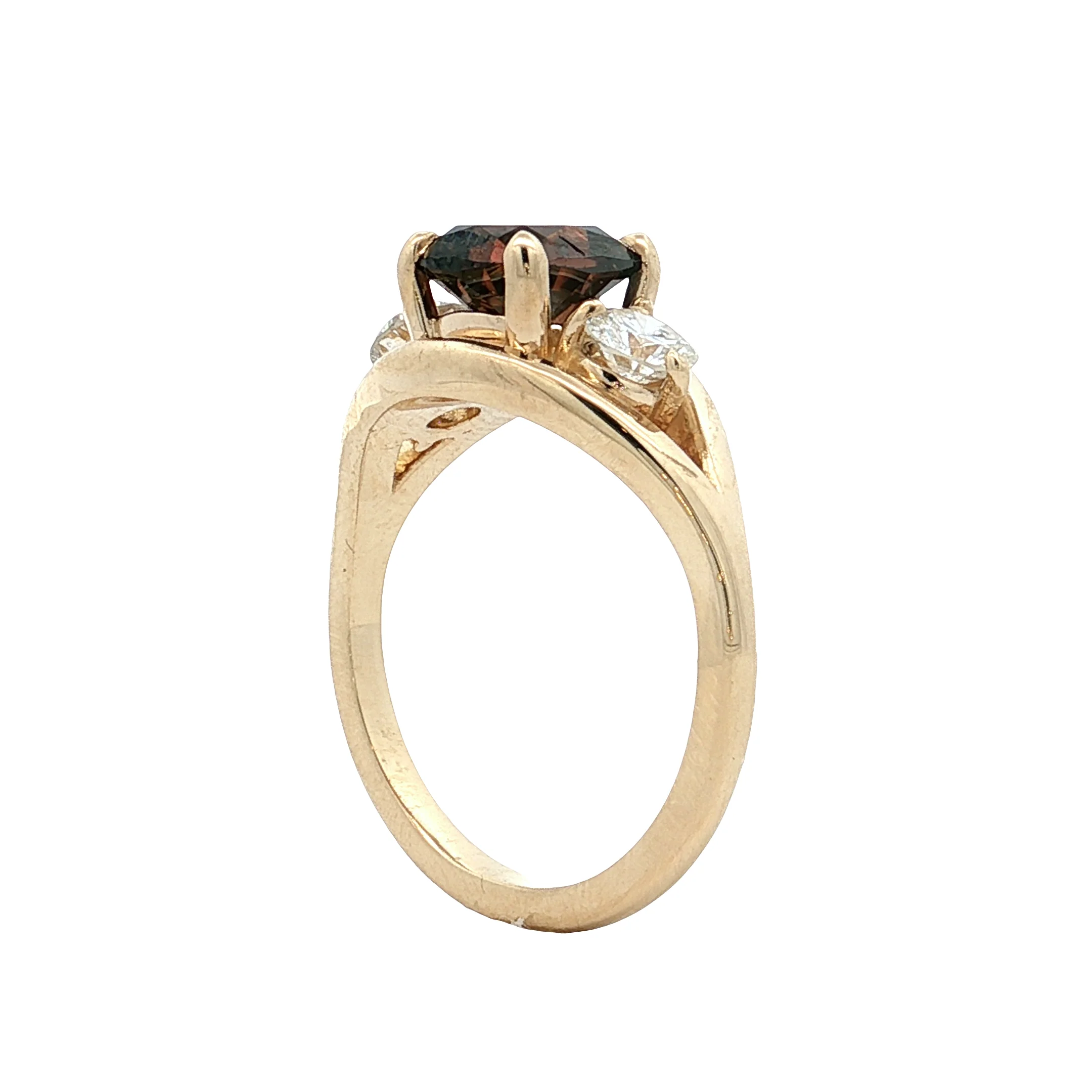 1.65 Fancy Champagne Diamond Engagement Ring 14k - Image 5