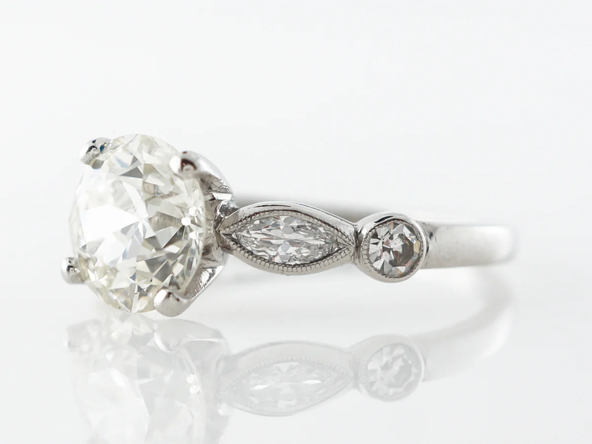 1.65 Old European Diamond Engagement Ring in Platinum - Image 2