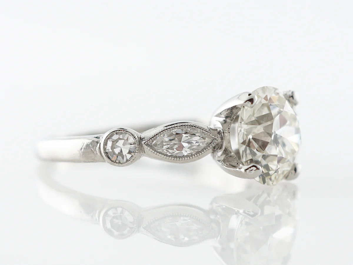 1.65 Old European Diamond Engagement Ring in Platinum - Image 3