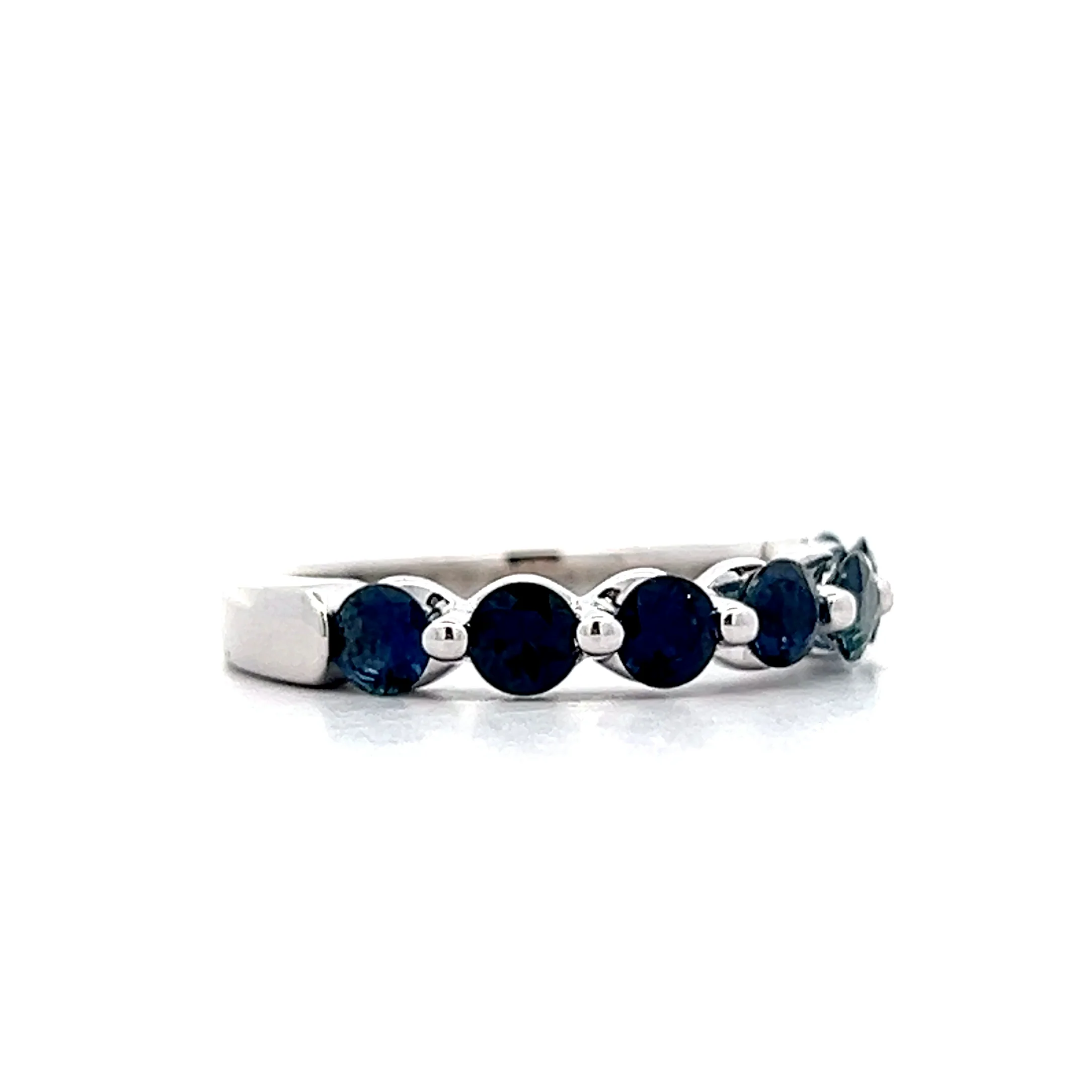 1.65 Round Cut Sapphire Wedding Band in 18k - Image 3