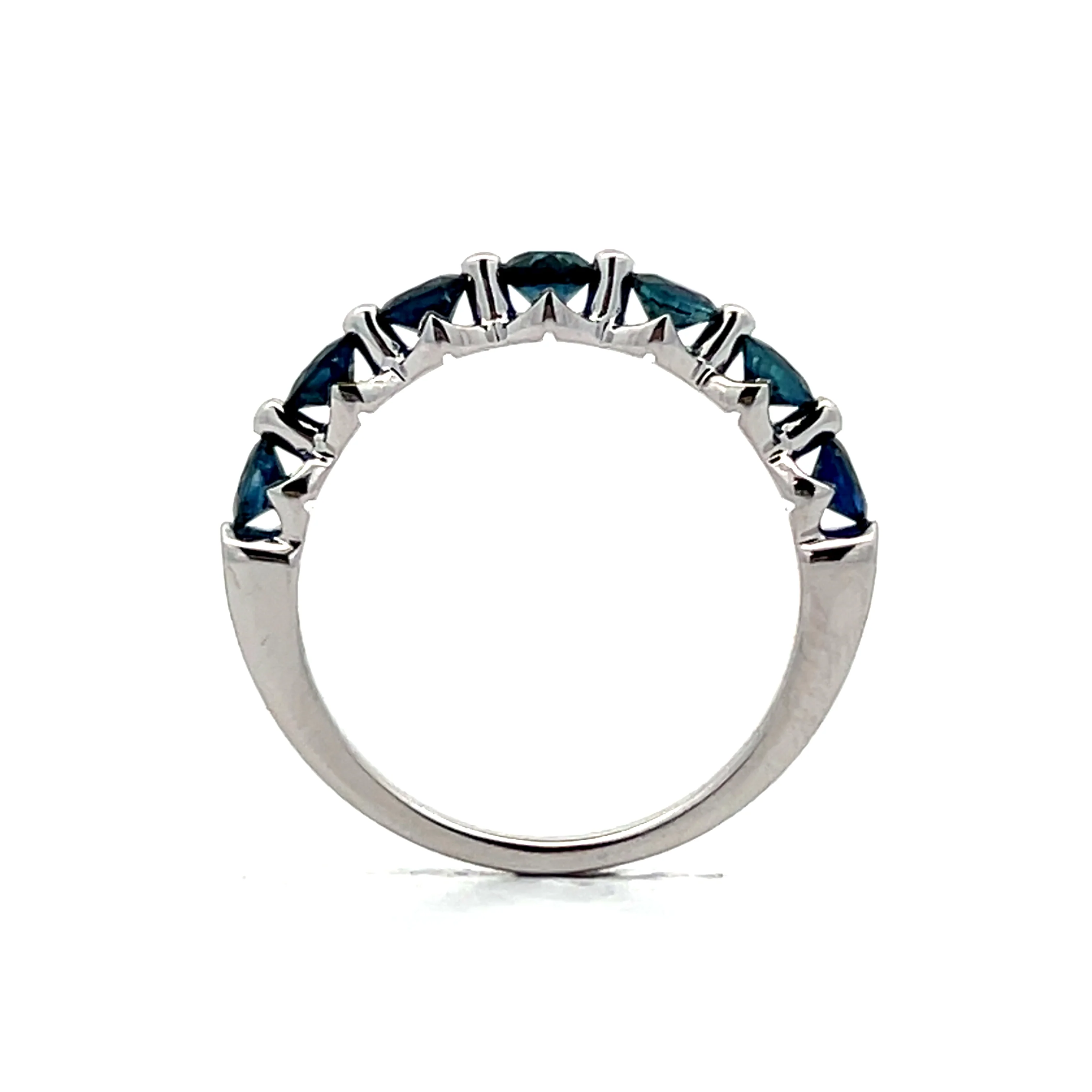 1.65 Round Cut Sapphire Wedding Band in 18k - Image 4