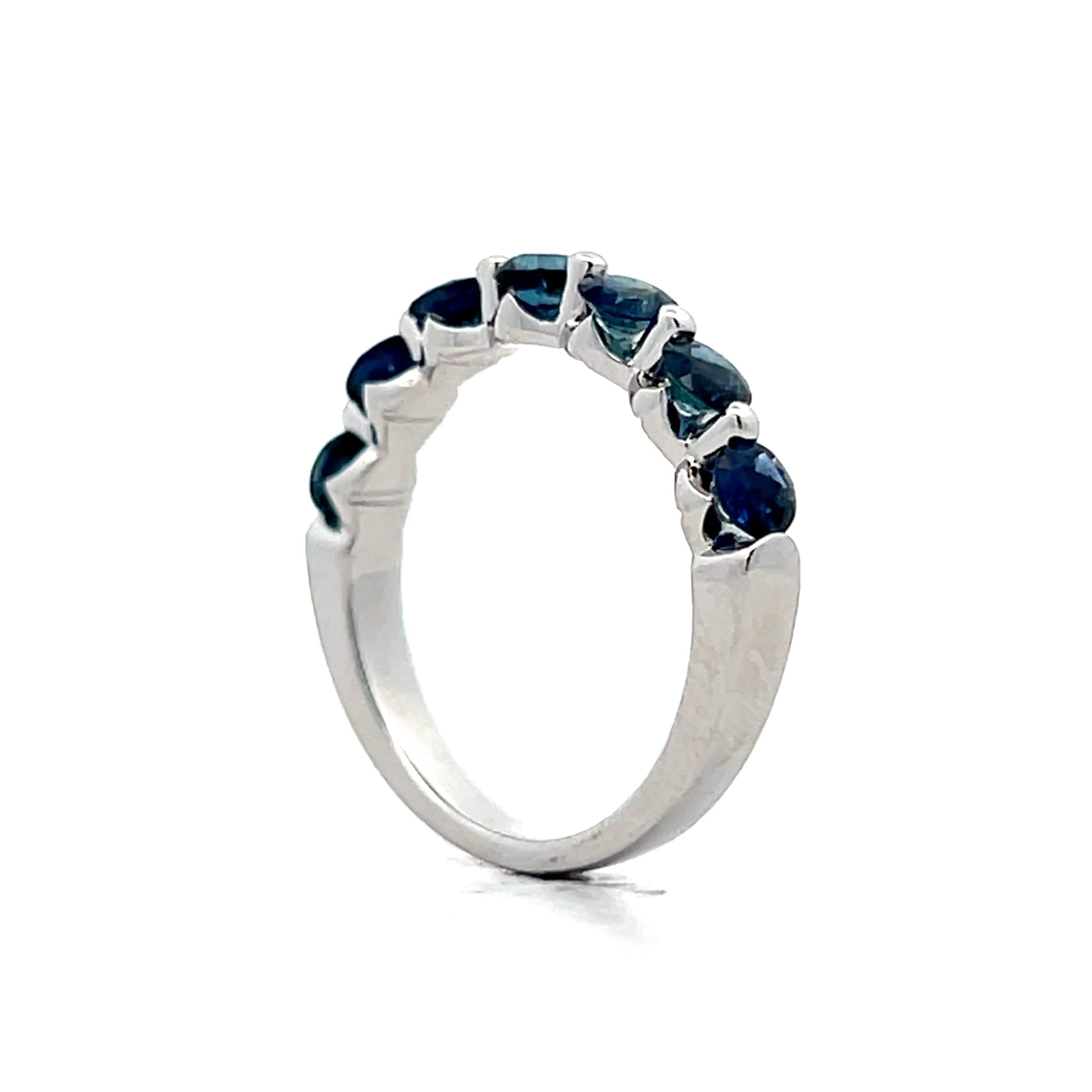 1.65 Round Cut Sapphire Wedding Band in 18k - Image 5