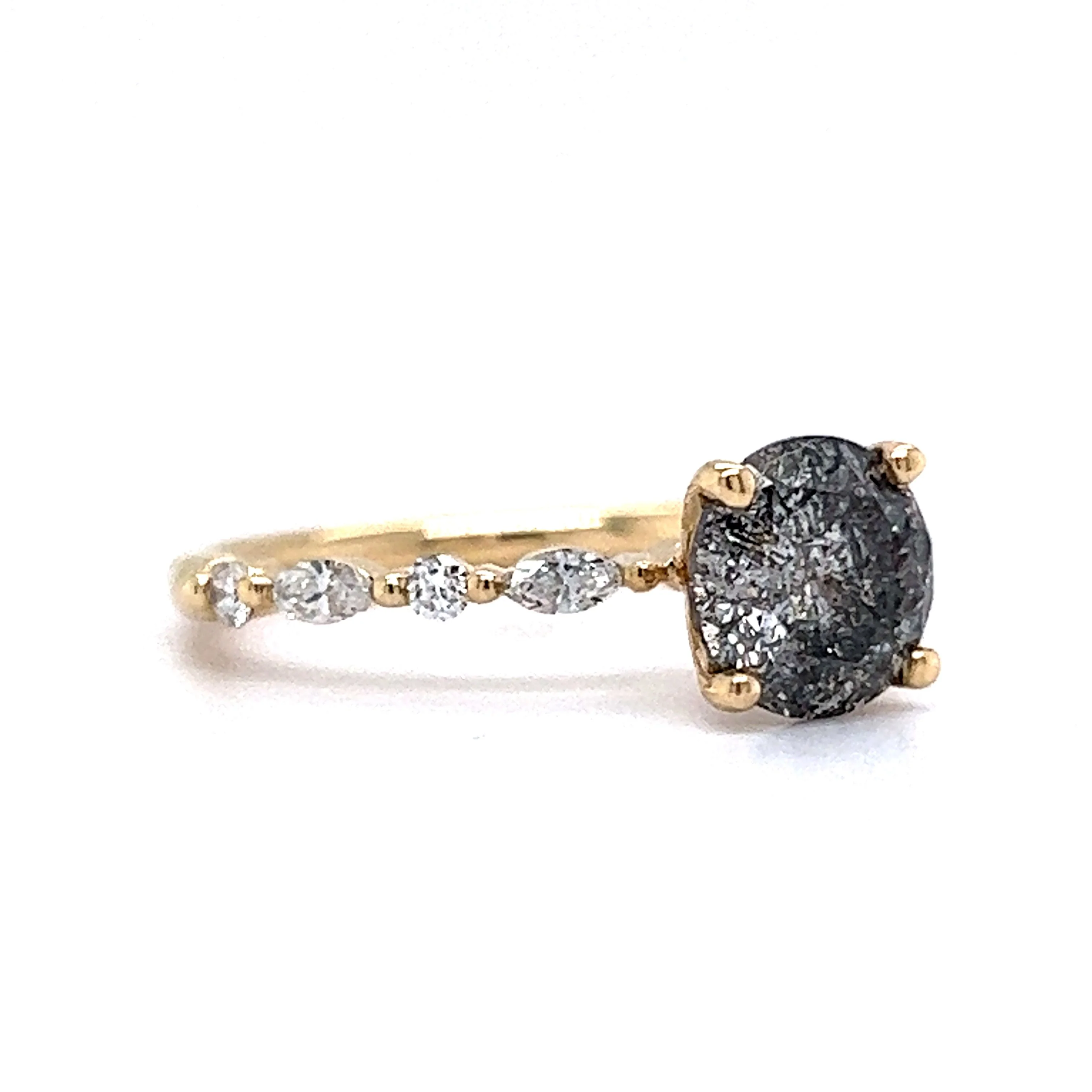 1.65 Salt & Pepper Diamond Engagement Ring in 14k Yellow Gold - Image 3