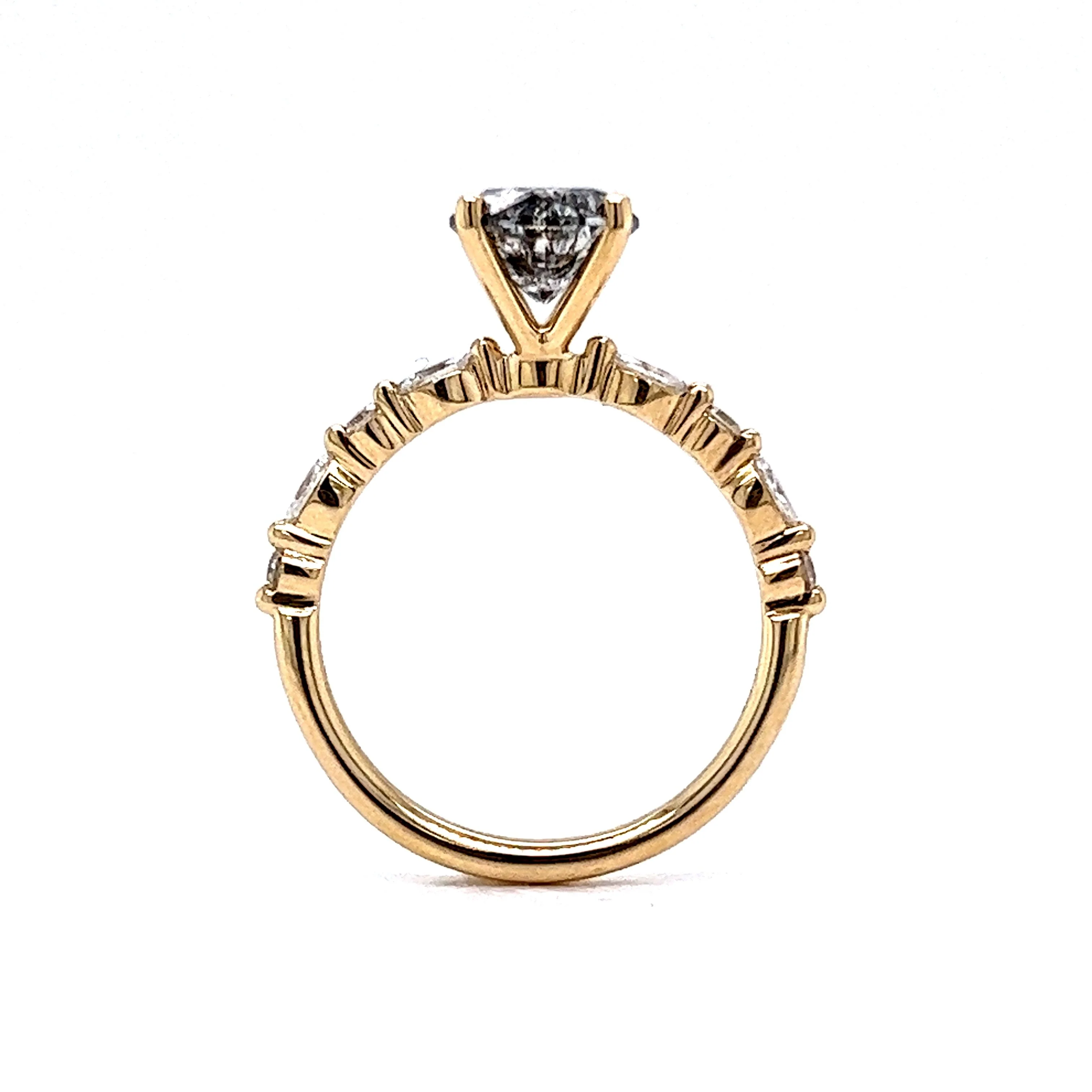 1.65 Salt & Pepper Diamond Engagement Ring in 14k Yellow Gold - Image 4