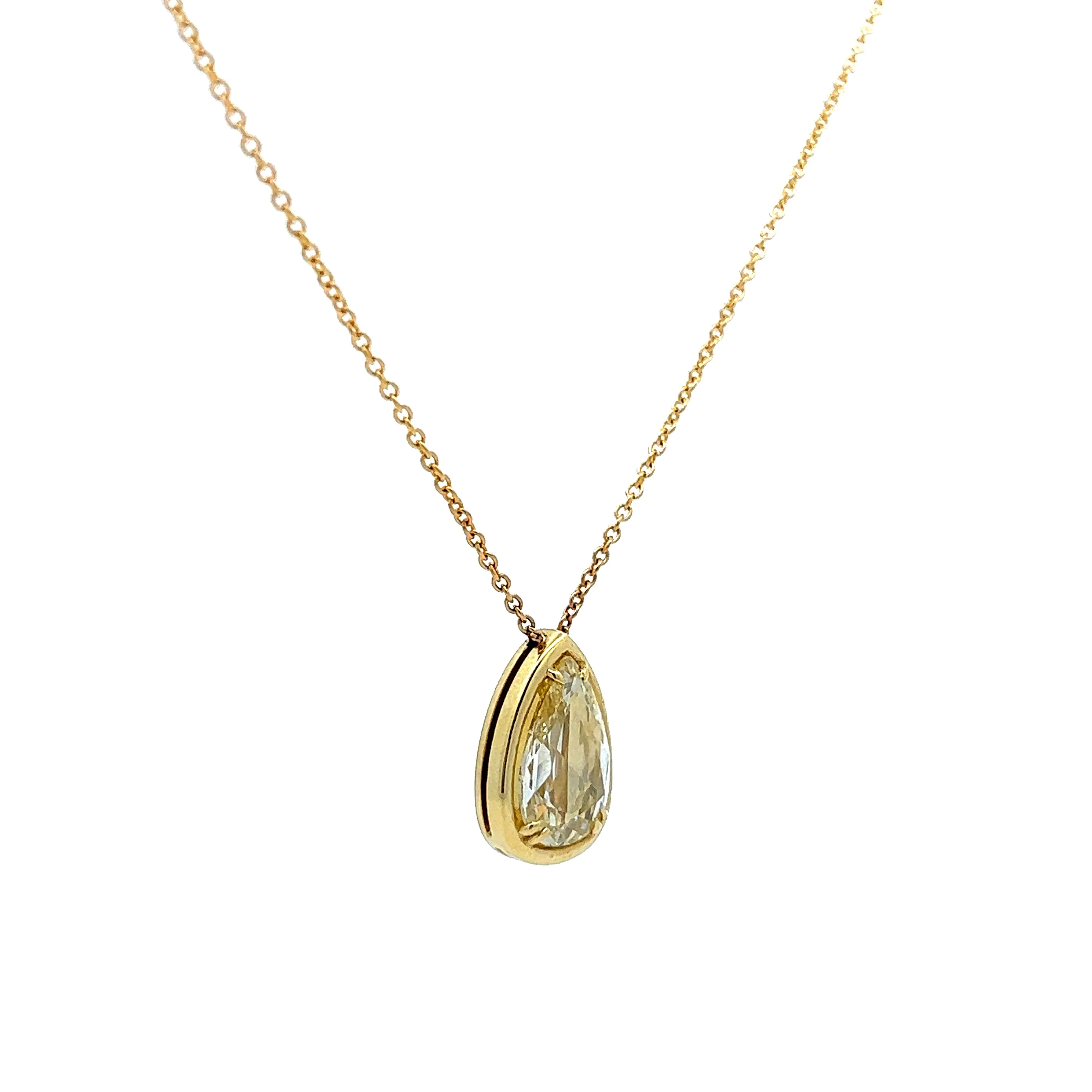 1.65 Diamond Rose Cut Pear Pendant Necklace in 18k Yellow Gold - Image 3