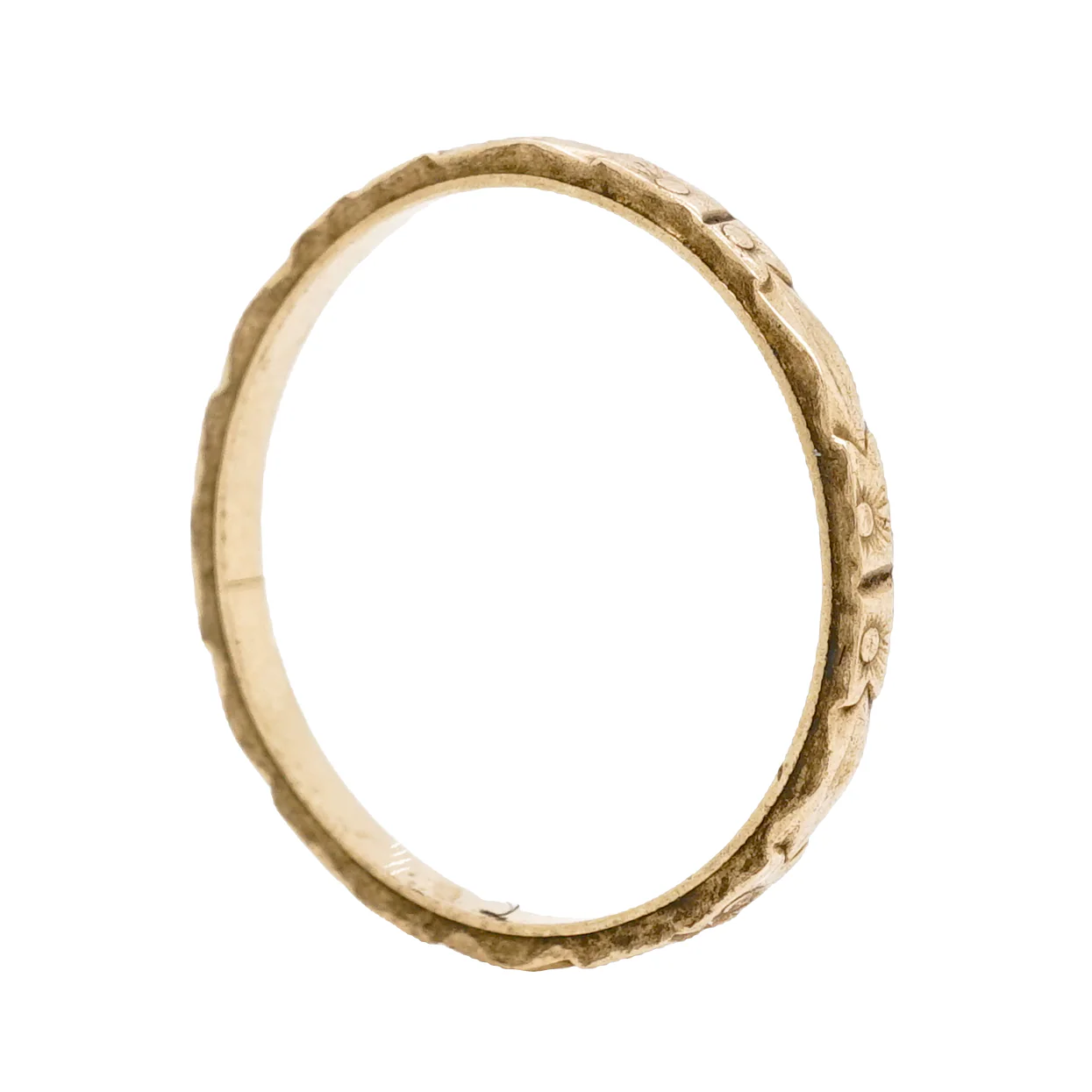 1.65mm Art Deco Engraved Wedding Band in 14k Yellow Gold - Image 4