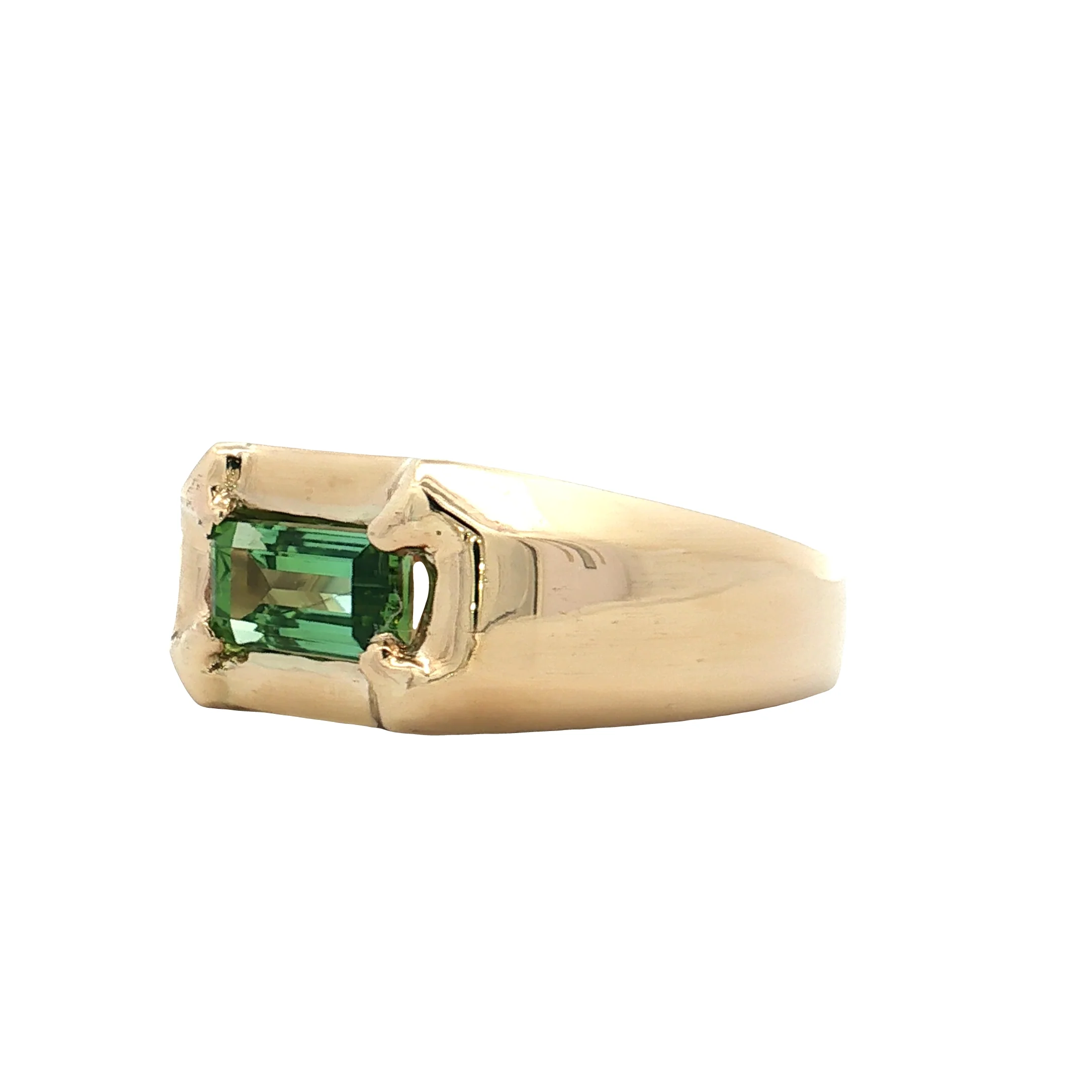 1.66 Green Tourmaline Baguette Cocktail Ring 14k - Image 2