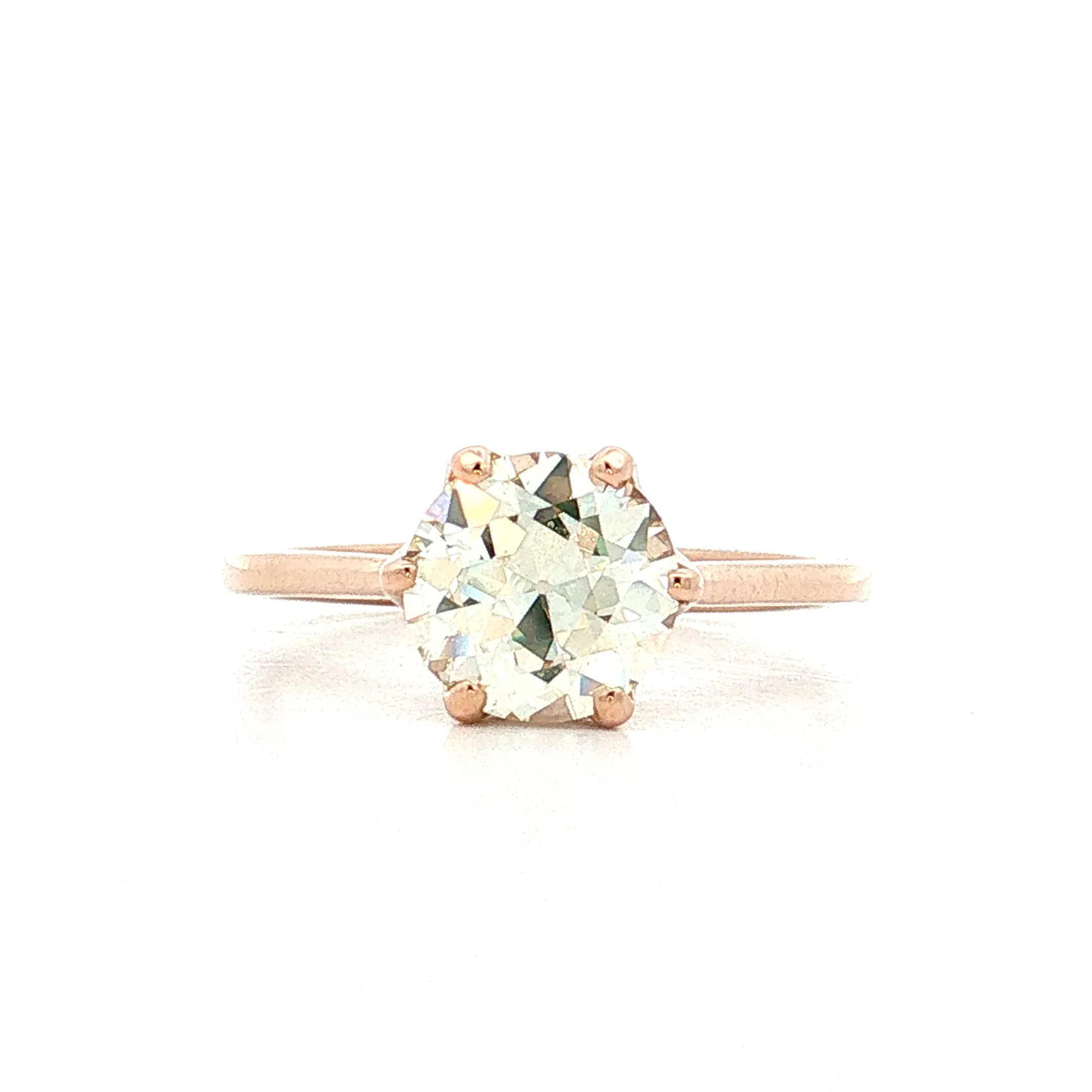 1.66 Old European Diamond Engagement Ring 18k Rose Gold