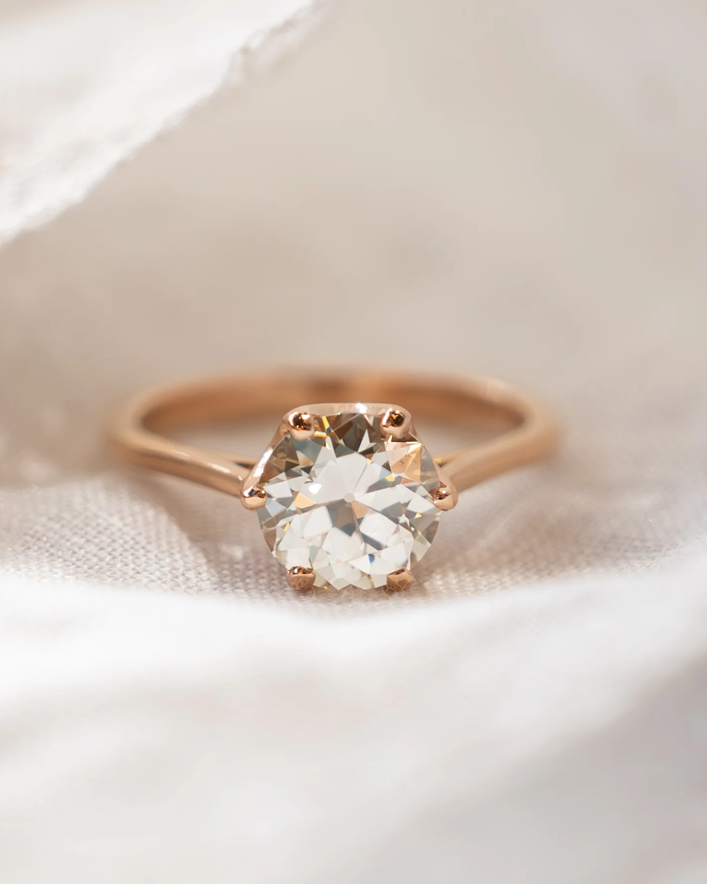 1.66 Old European Diamond Engagement Ring 18k Rose Gold - Image 6