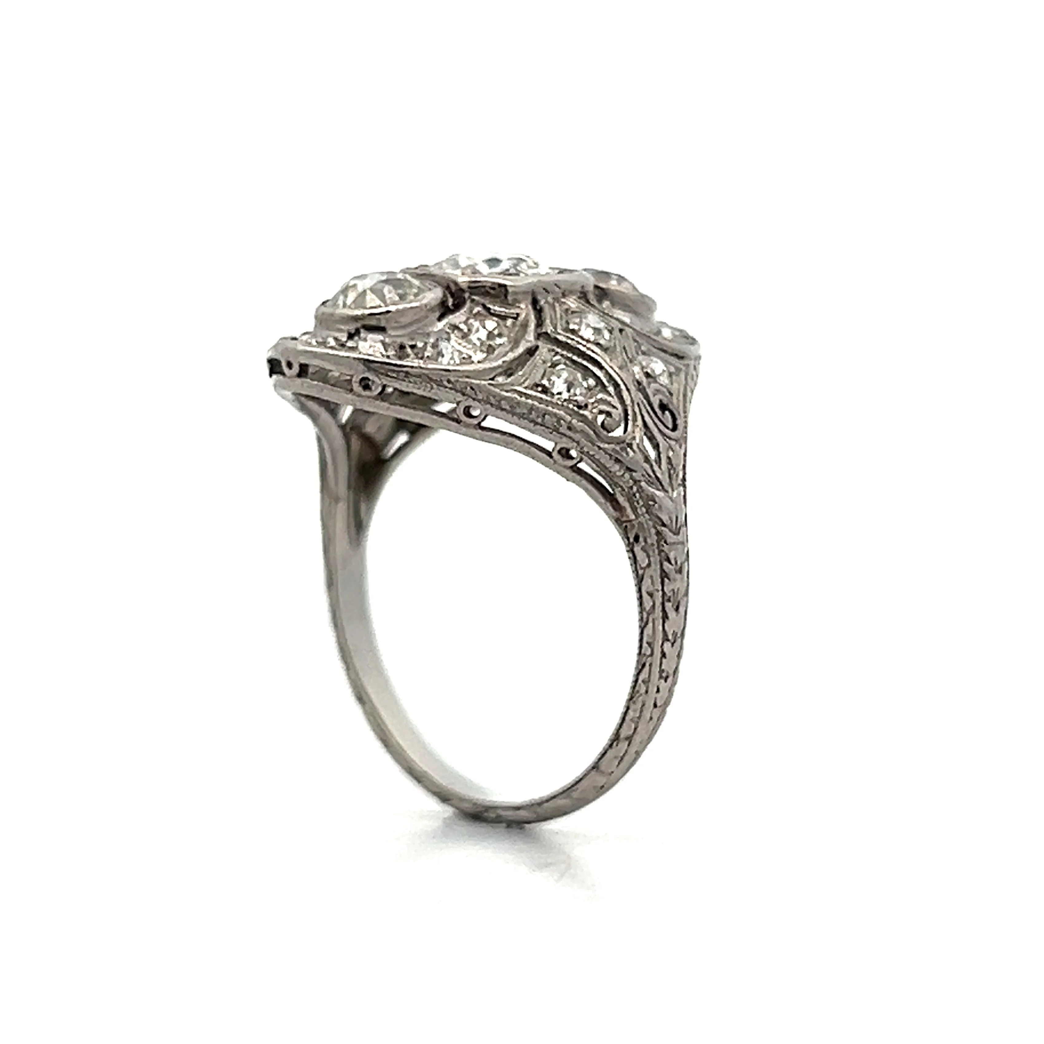 1.66 Vintage Art Deco Diamond Cocktail Ring in Platinum - Image 5