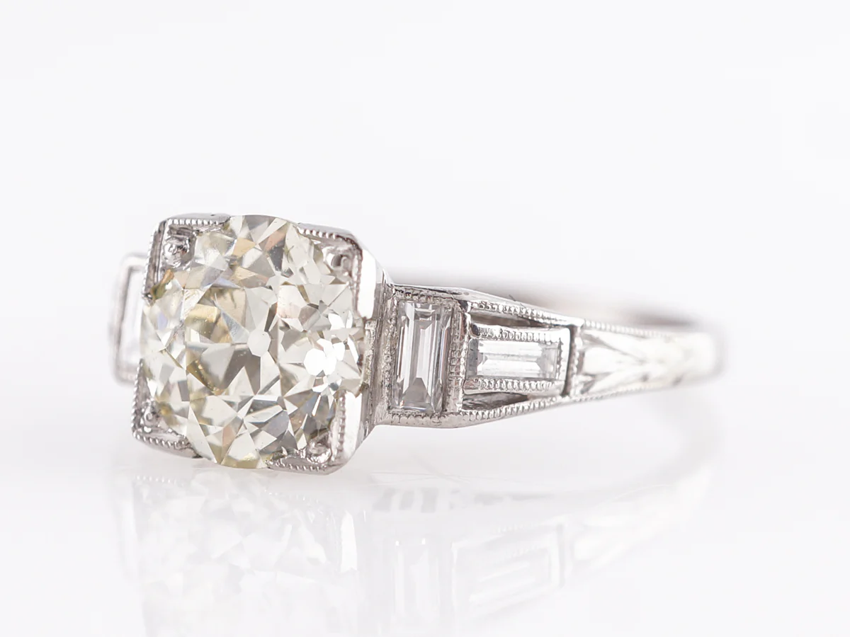 1.67 Vintage Art Deco Diamond Engagement Ring in Platinum - Image 2