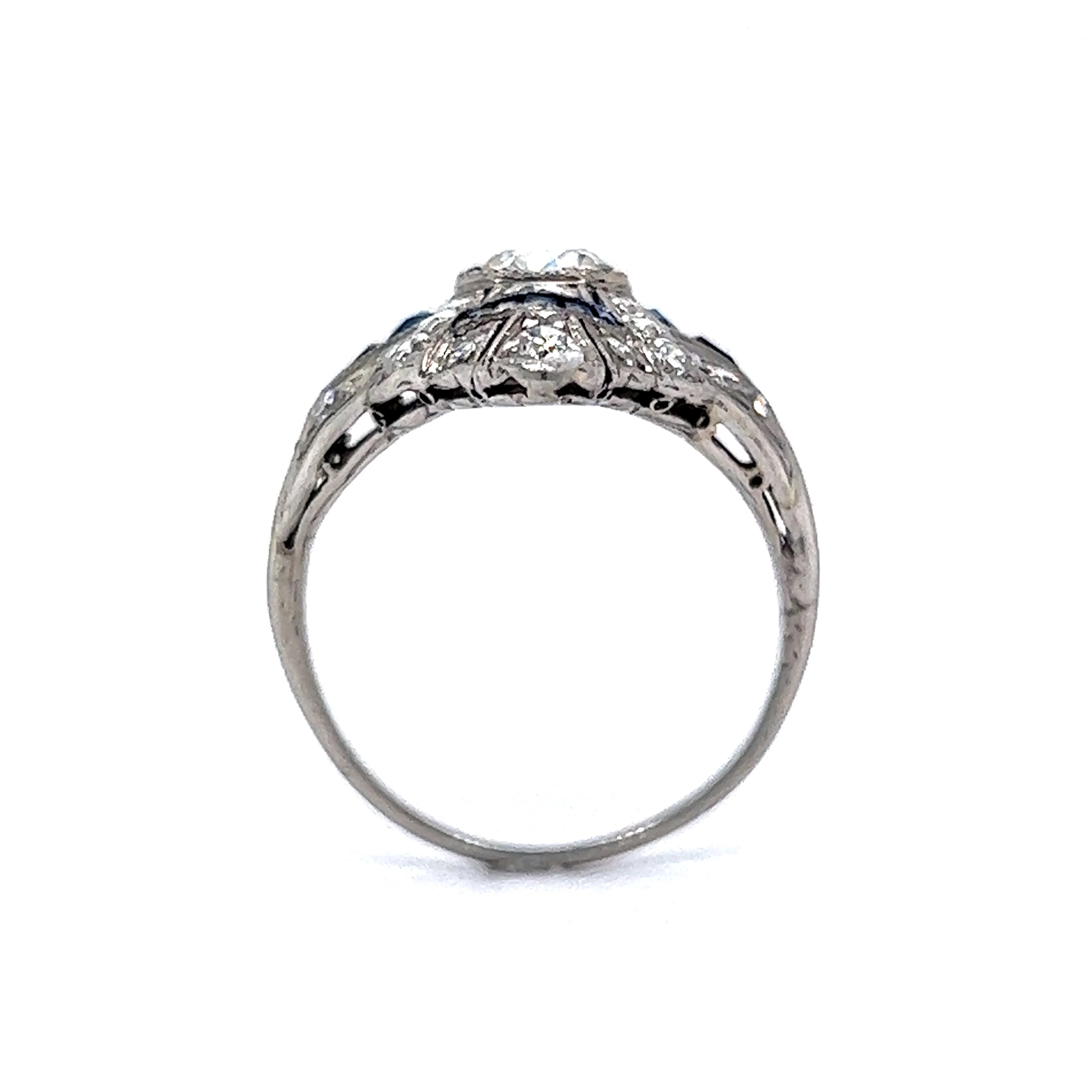 1.68 Art Deco Diamond & Sapphire Cocktail Ring in Platinum - Image 4