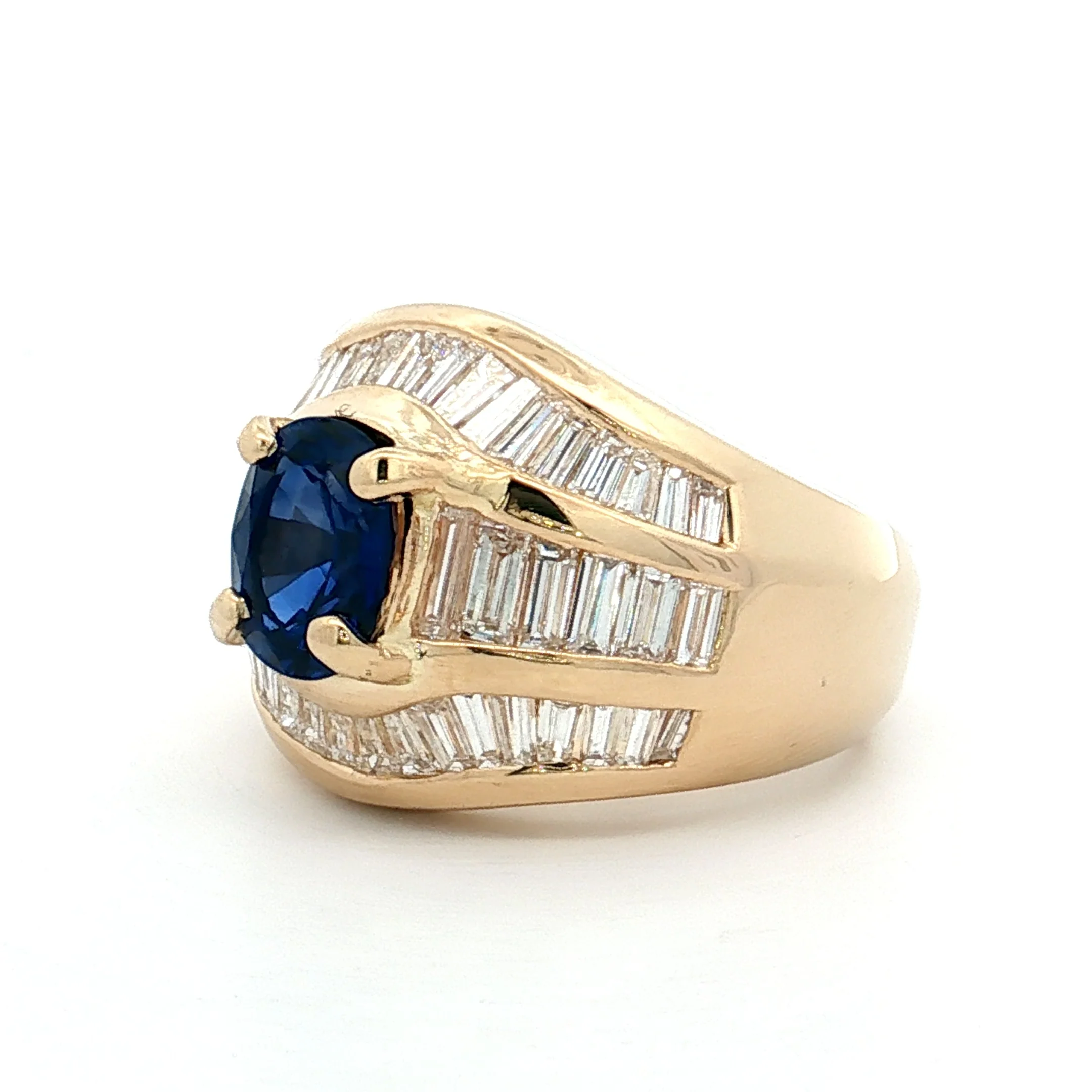 1.69 Blue Sapphire & Diamond Cocktail Ring 18k Yellow Gold - Image 2