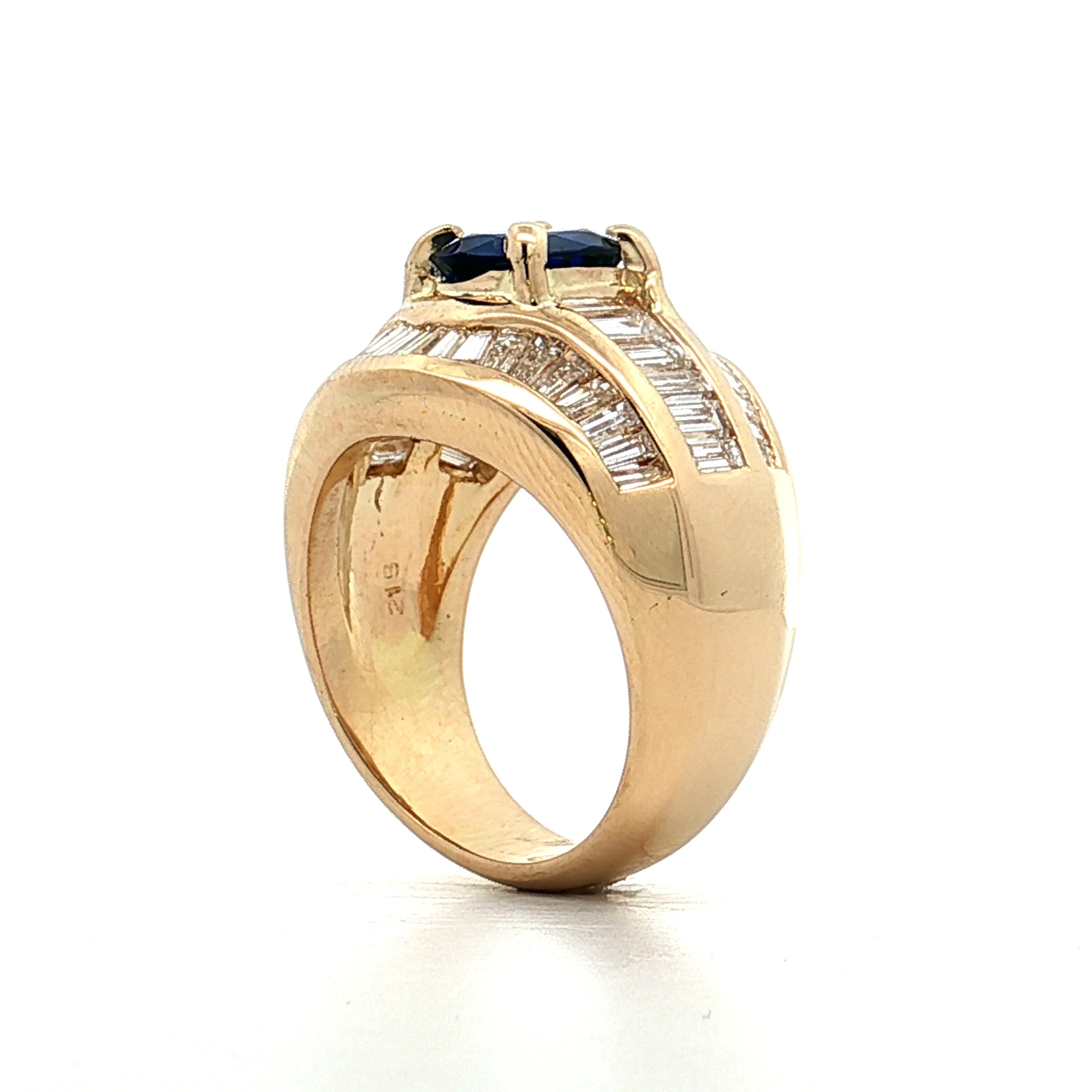 1.69 Blue Sapphire & Diamond Cocktail Ring 18k Yellow Gold - Image 5
