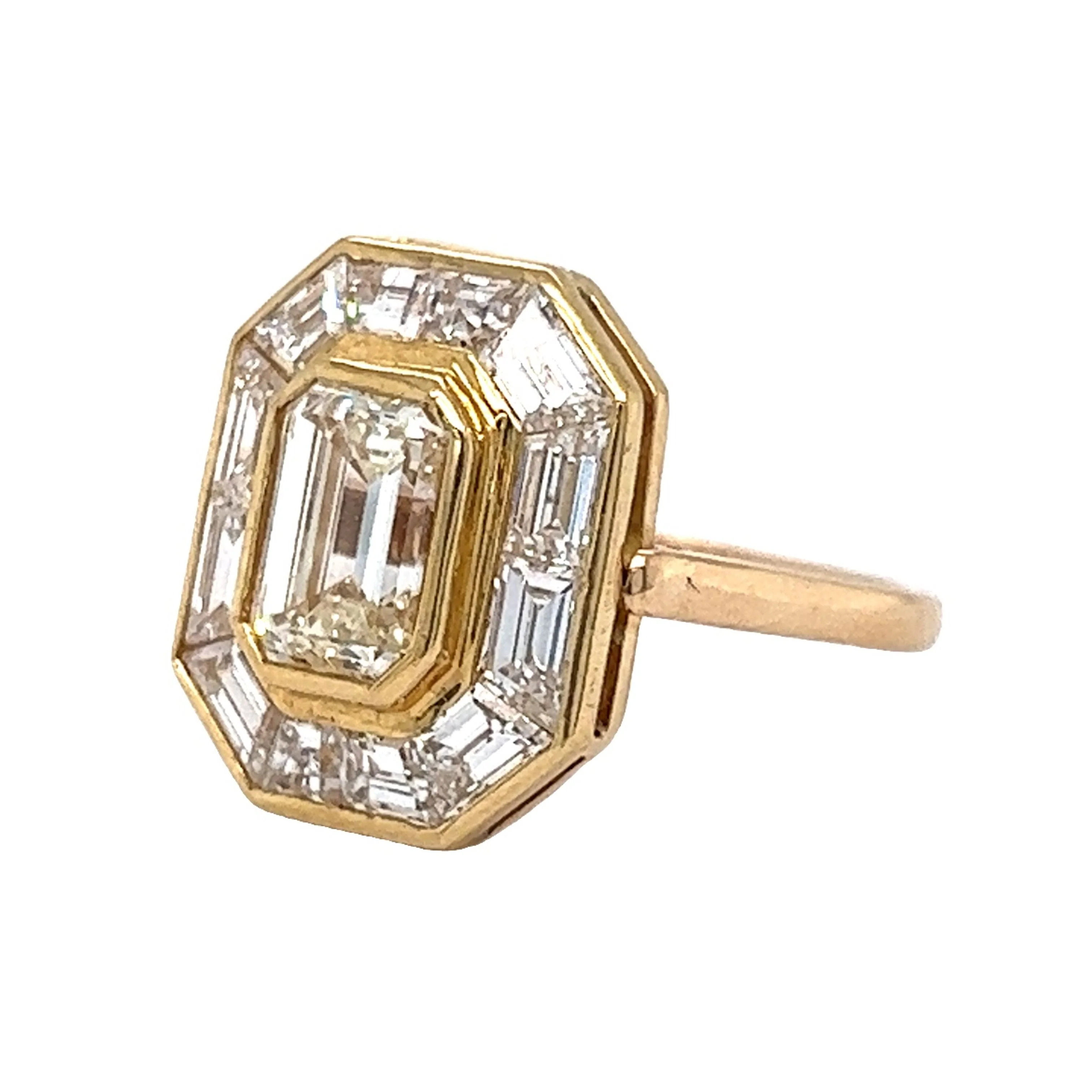 1.69 Emerald Cut Diamond Engagement Ring in Yellow Gold - Image 2
