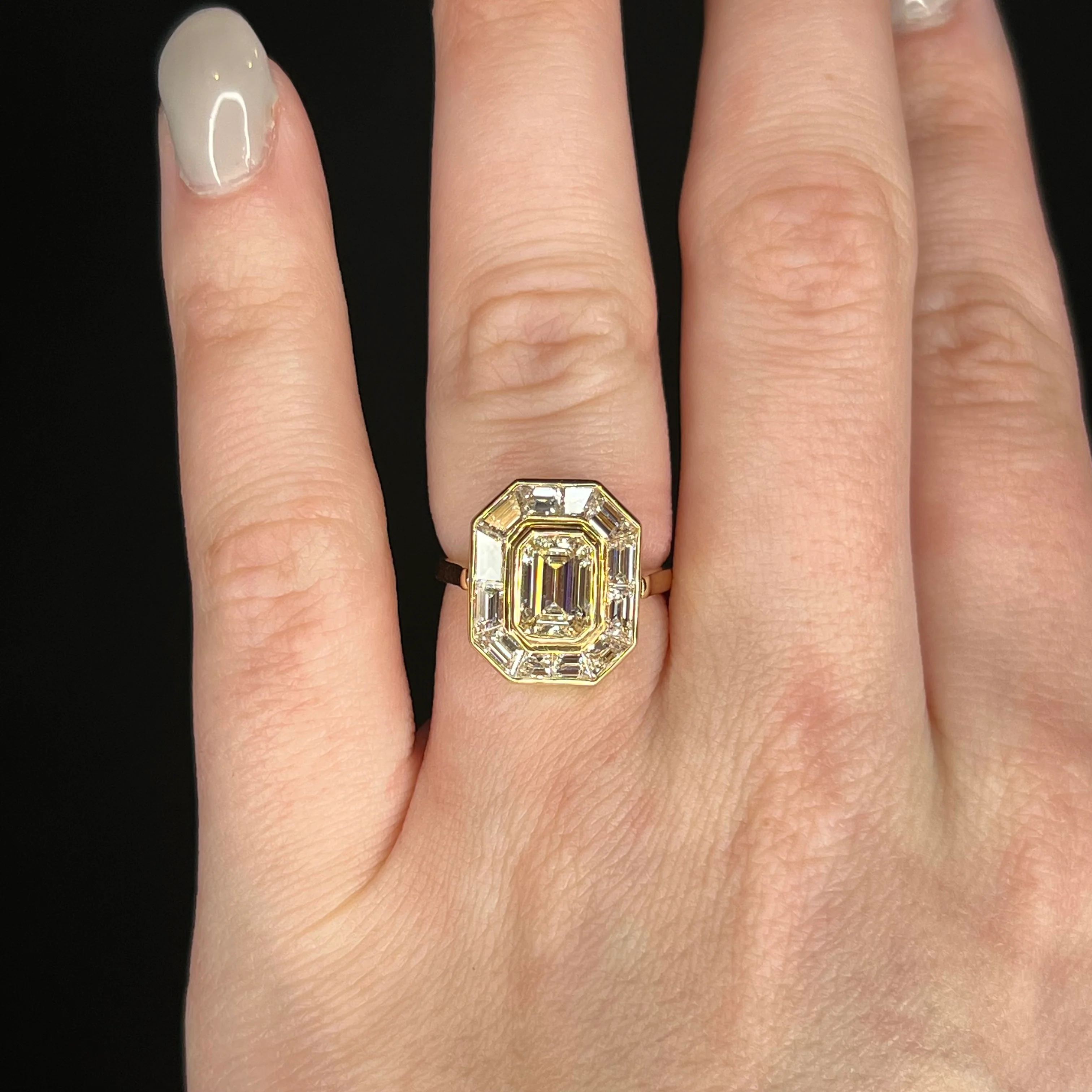 1.69 Emerald Cut Diamond Engagement Ring in Yellow Gold - Image 6