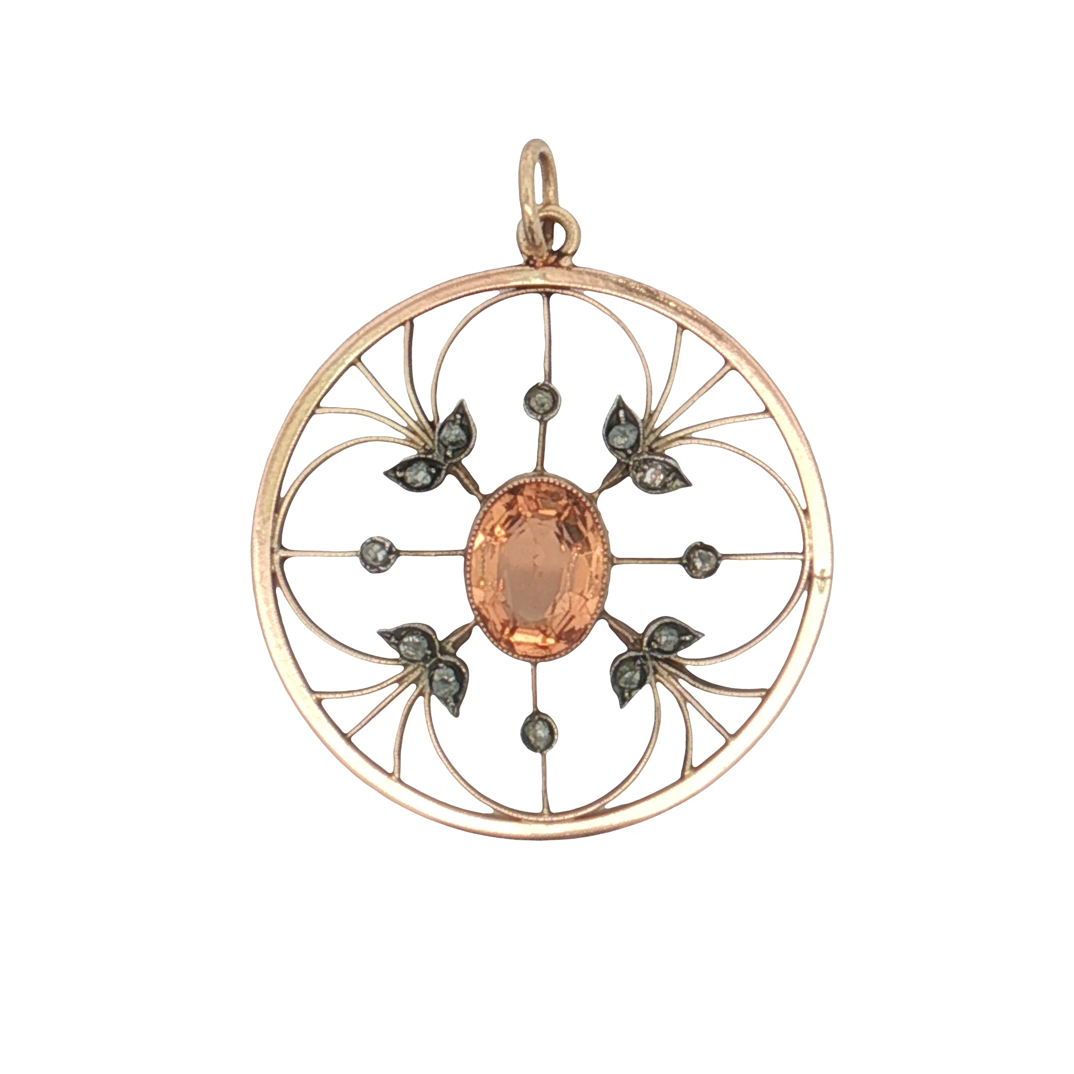 1.69 Victorian Topaz & Diamond Pendant 9k & Sterling Silver