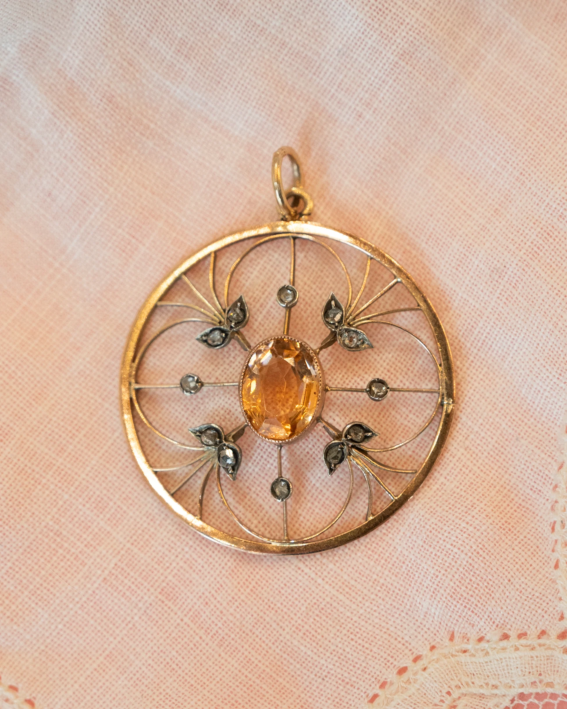 1.69 Victorian Topaz & Diamond Pendant 9k & Sterling Silver - Image 3