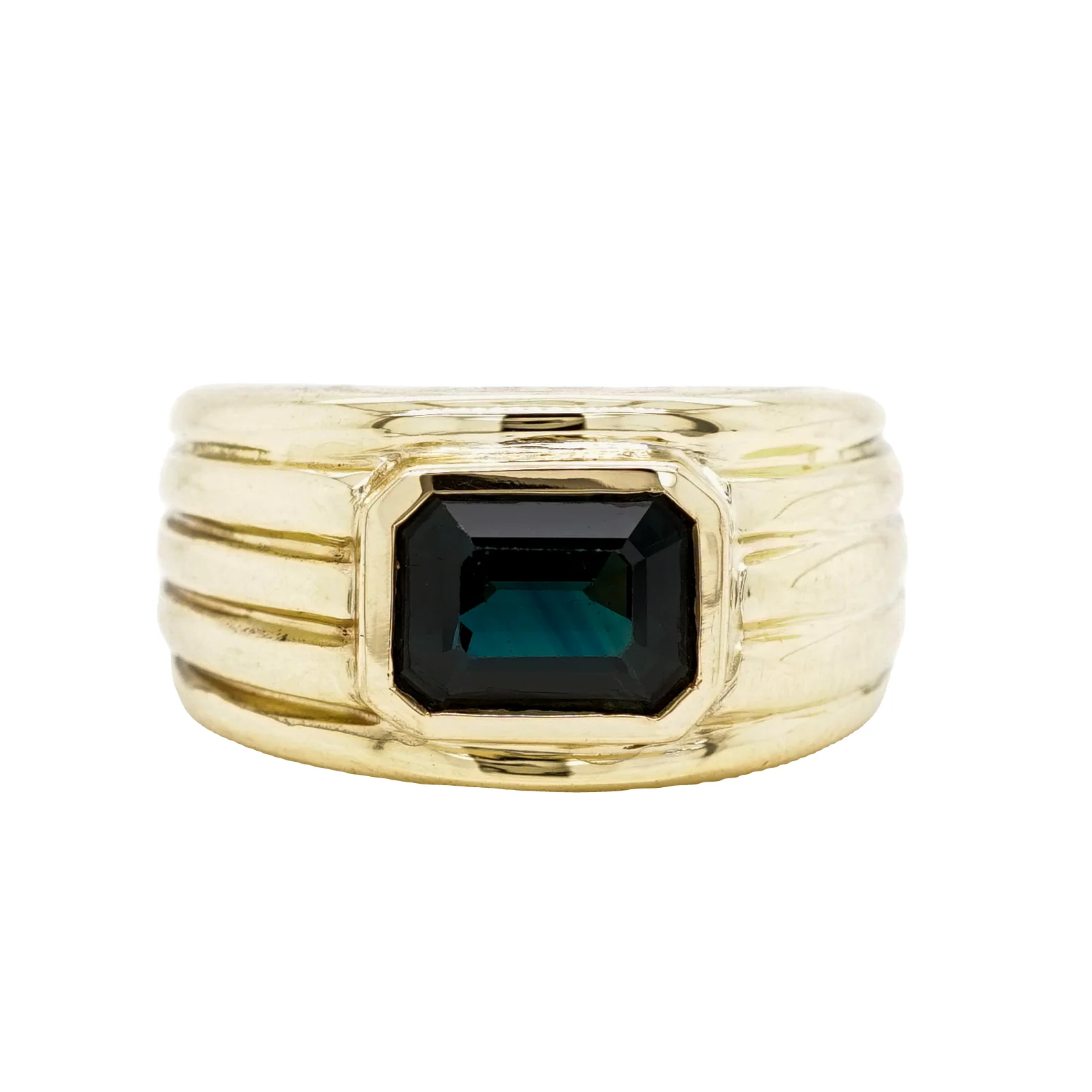 1.7 Emerald Cut Tourmaline Cocktail Ring in 18k Yellow Gold - Image 2