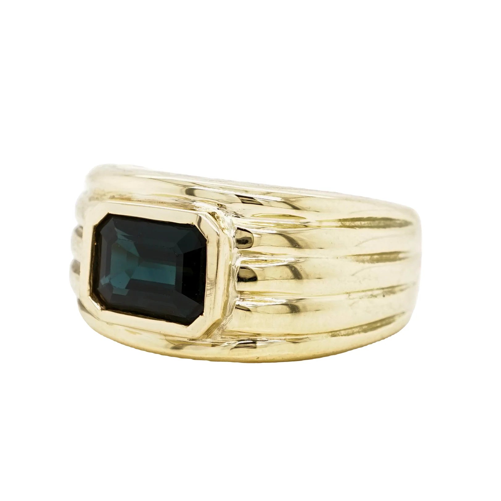 1.7 Emerald Cut Tourmaline Cocktail Ring in 18k Yellow Gold - Image 3