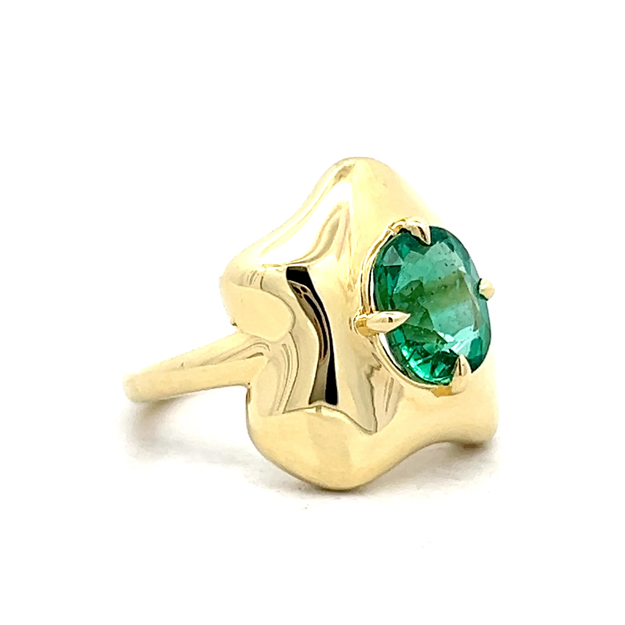 1.70 Cushion Cut Emerald Cocktail Ring in 18k - Image 3