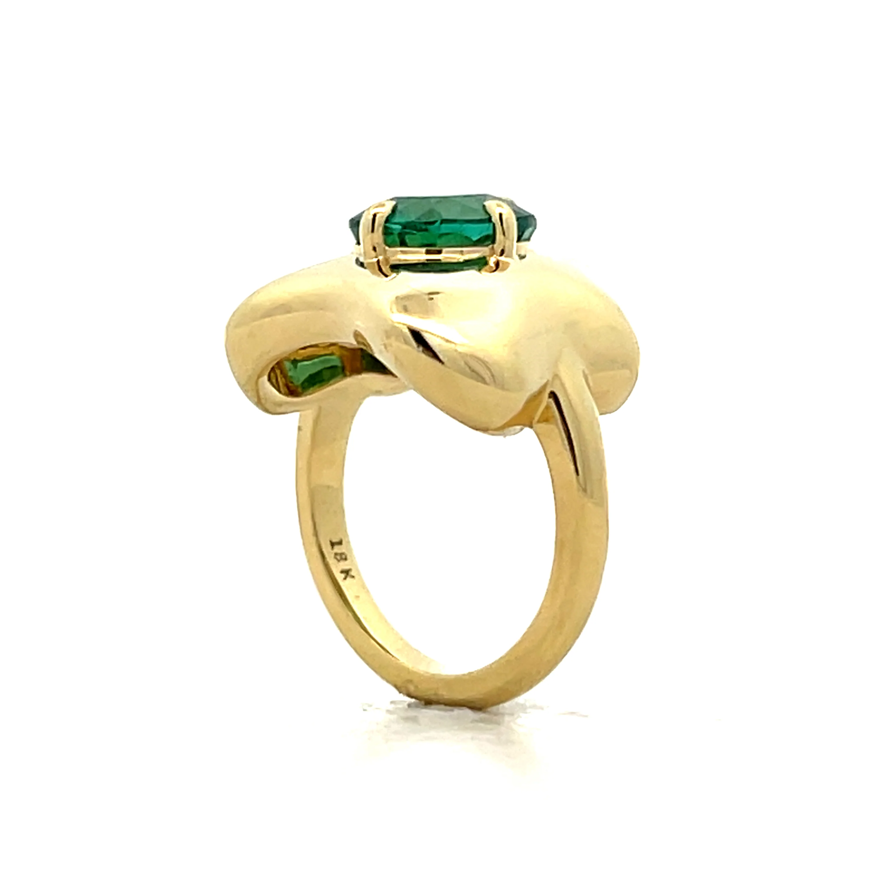 1.70 Cushion Cut Emerald Cocktail Ring in 18k - Image 5