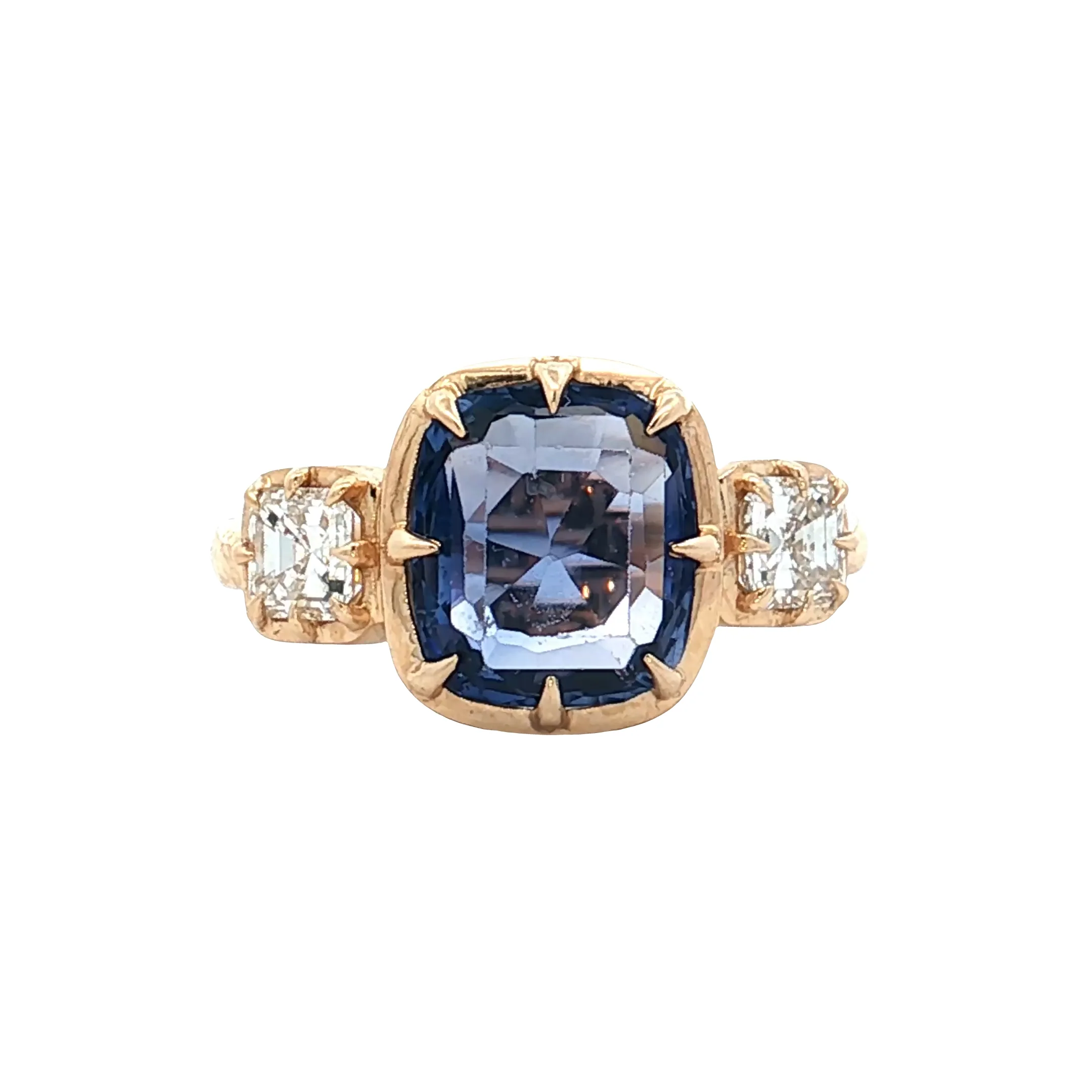 1.70 Cushion Sapphire Engagement Ring 14k Yellow Gold