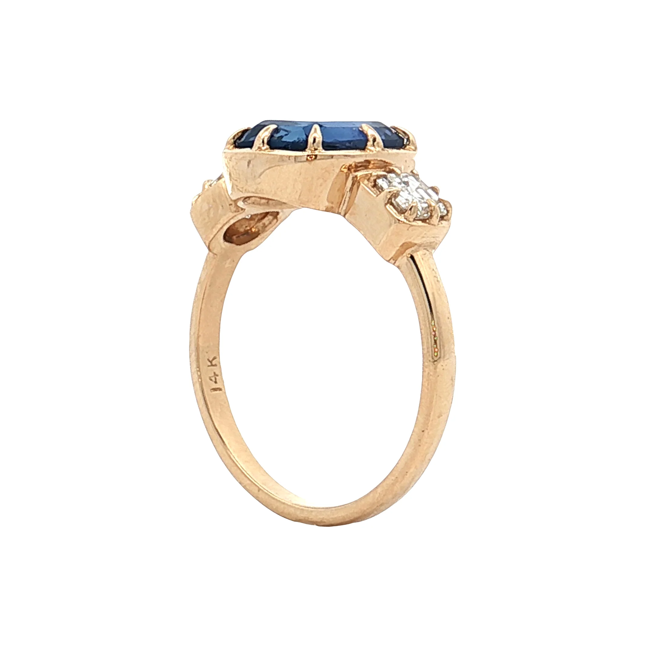 1.70 Cushion Sapphire Engagement Ring 14k Yellow Gold - Image 5