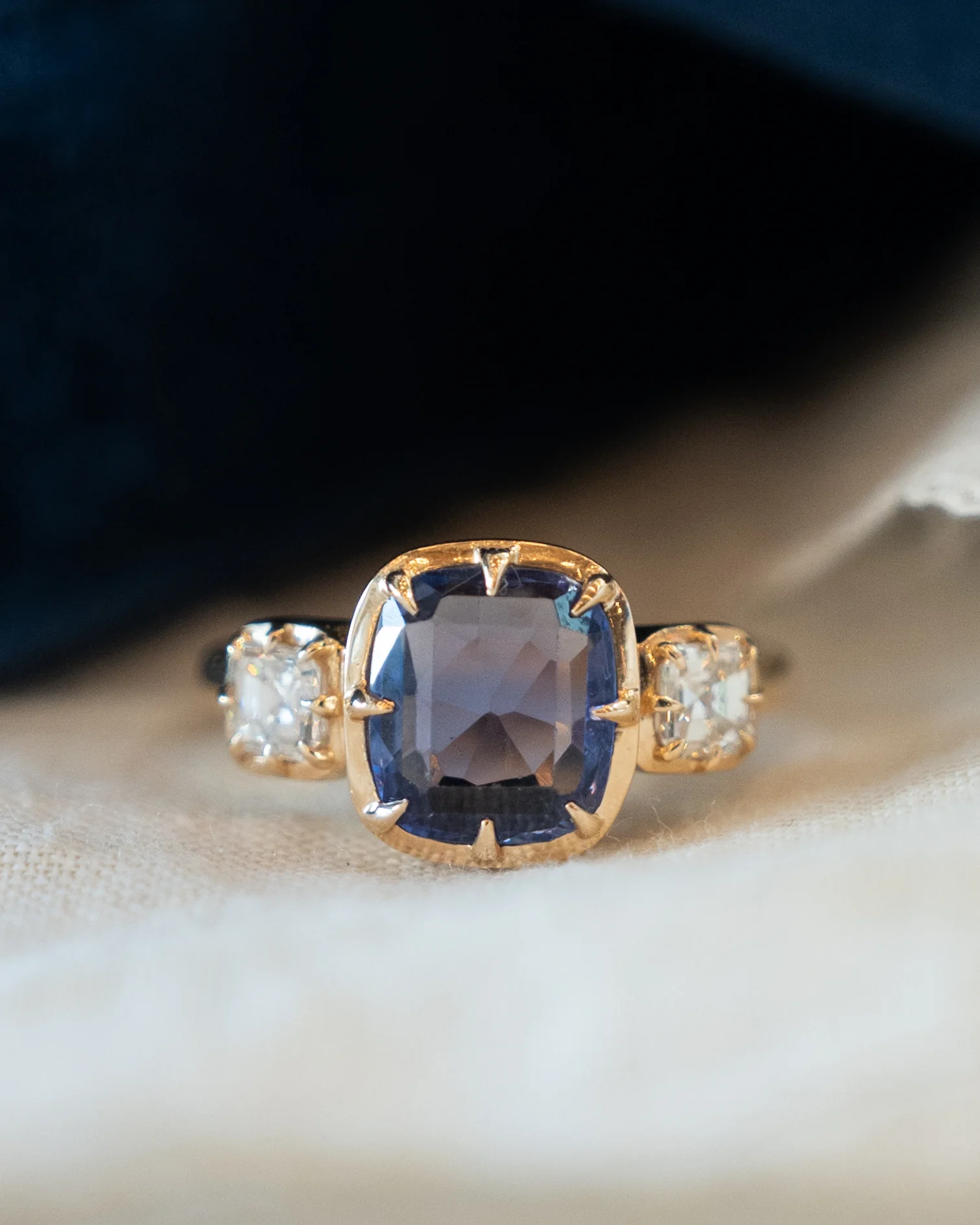 1.70 Cushion Sapphire Engagement Ring 14k Yellow Gold - Image 6