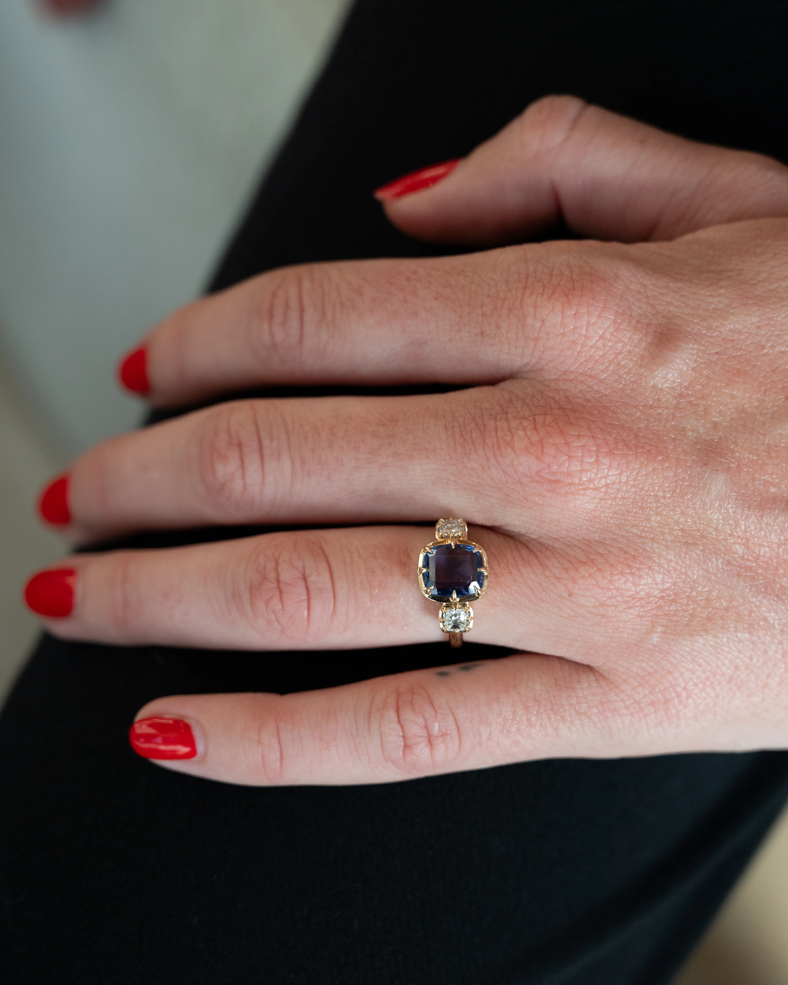 1.70 Cushion Sapphire Engagement Ring 14k Yellow Gold - Image 7
