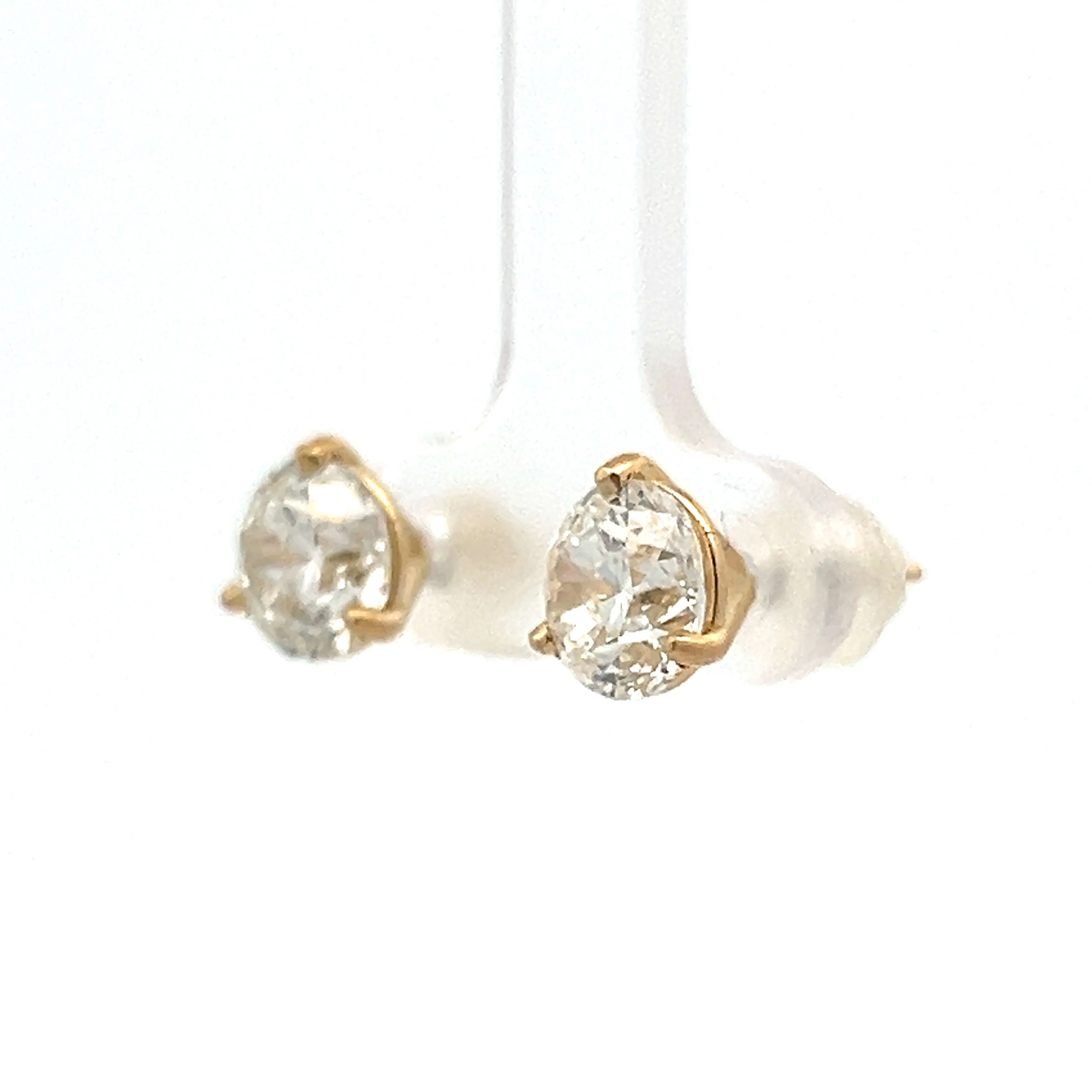 3.40 Round Brilliant Diamond Stud Earrings in Yellow Gold - Image 2