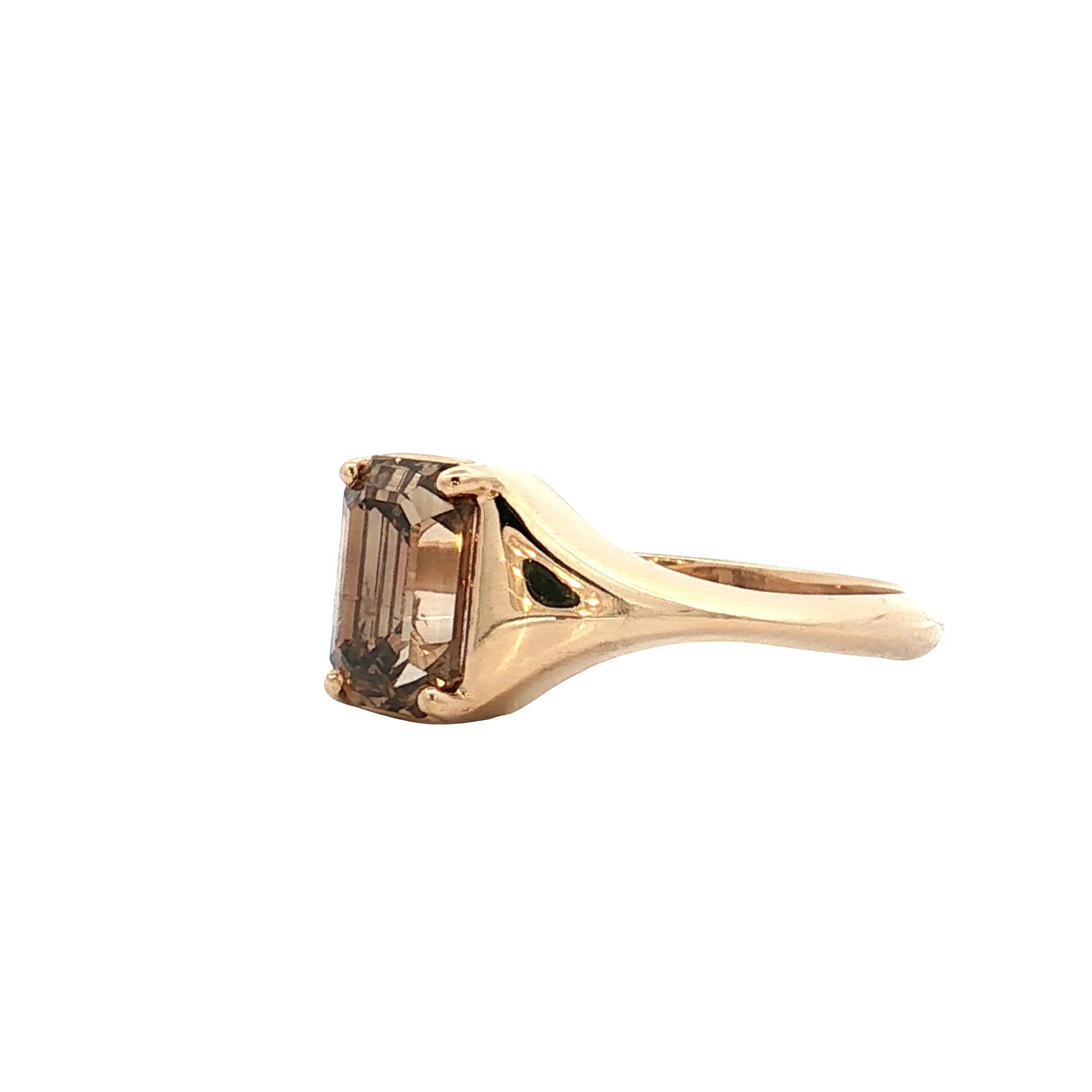 1.70 Emerald Cut Champagne Diamond Engagement Ring 14k - Image 2