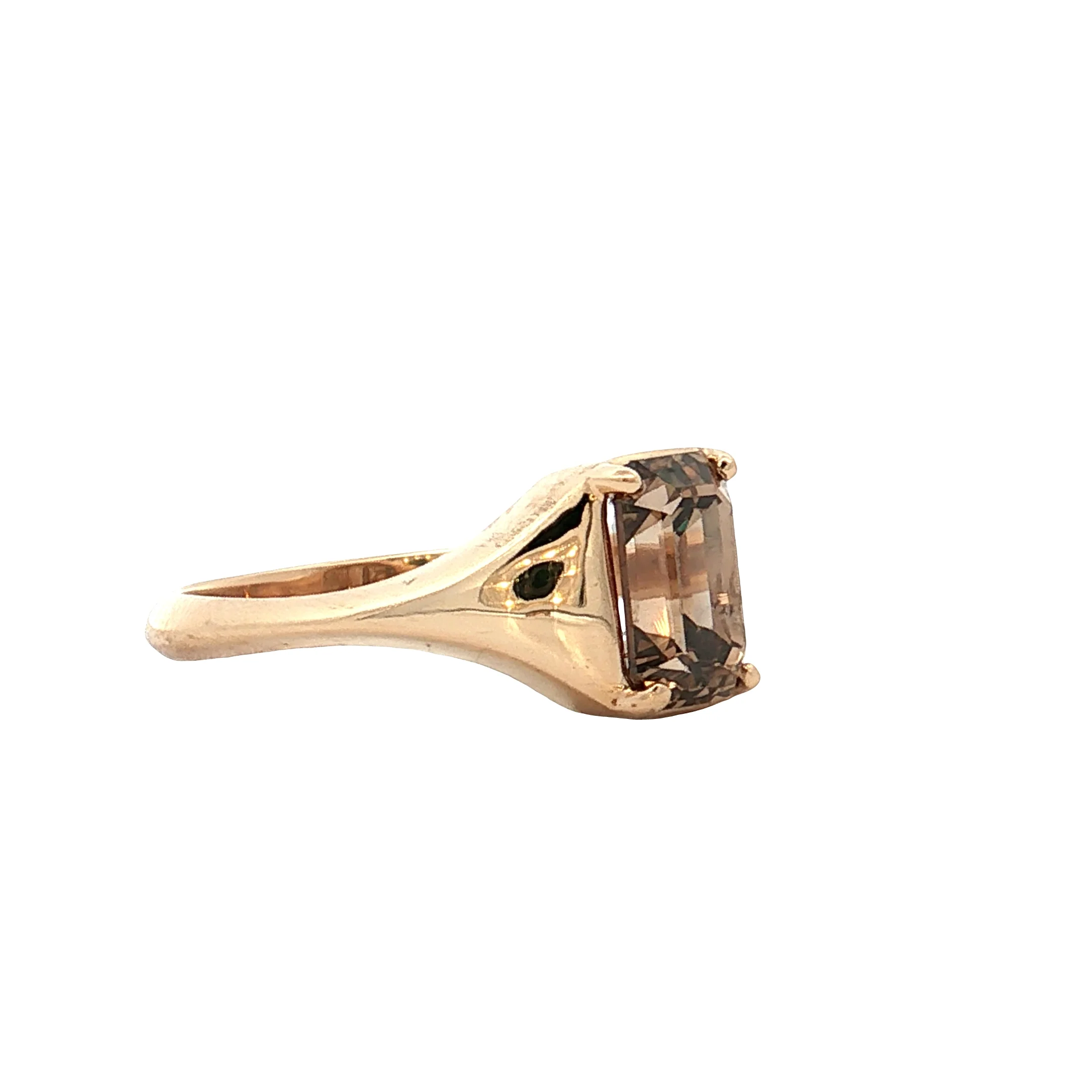 1.70 Emerald Cut Champagne Diamond Engagement Ring 14k - Image 3
