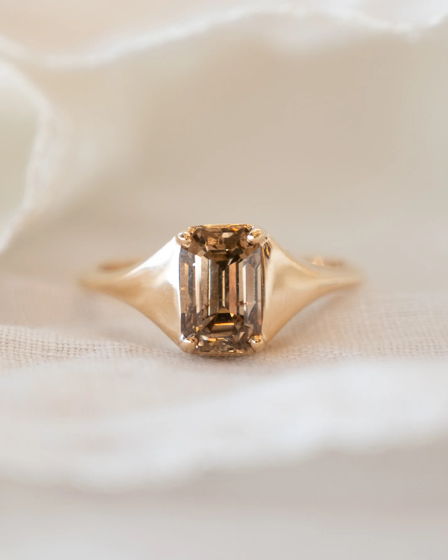 1.70 Emerald Cut Champagne Diamond Engagement Ring 14k - Image 6