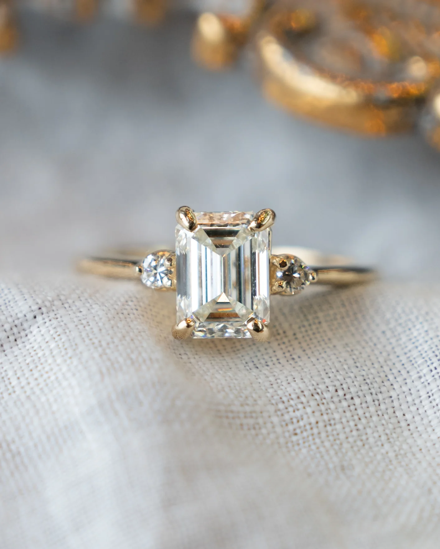 1.70 Emerald Cut Diamond Engagement Ring in 14k - Image 6