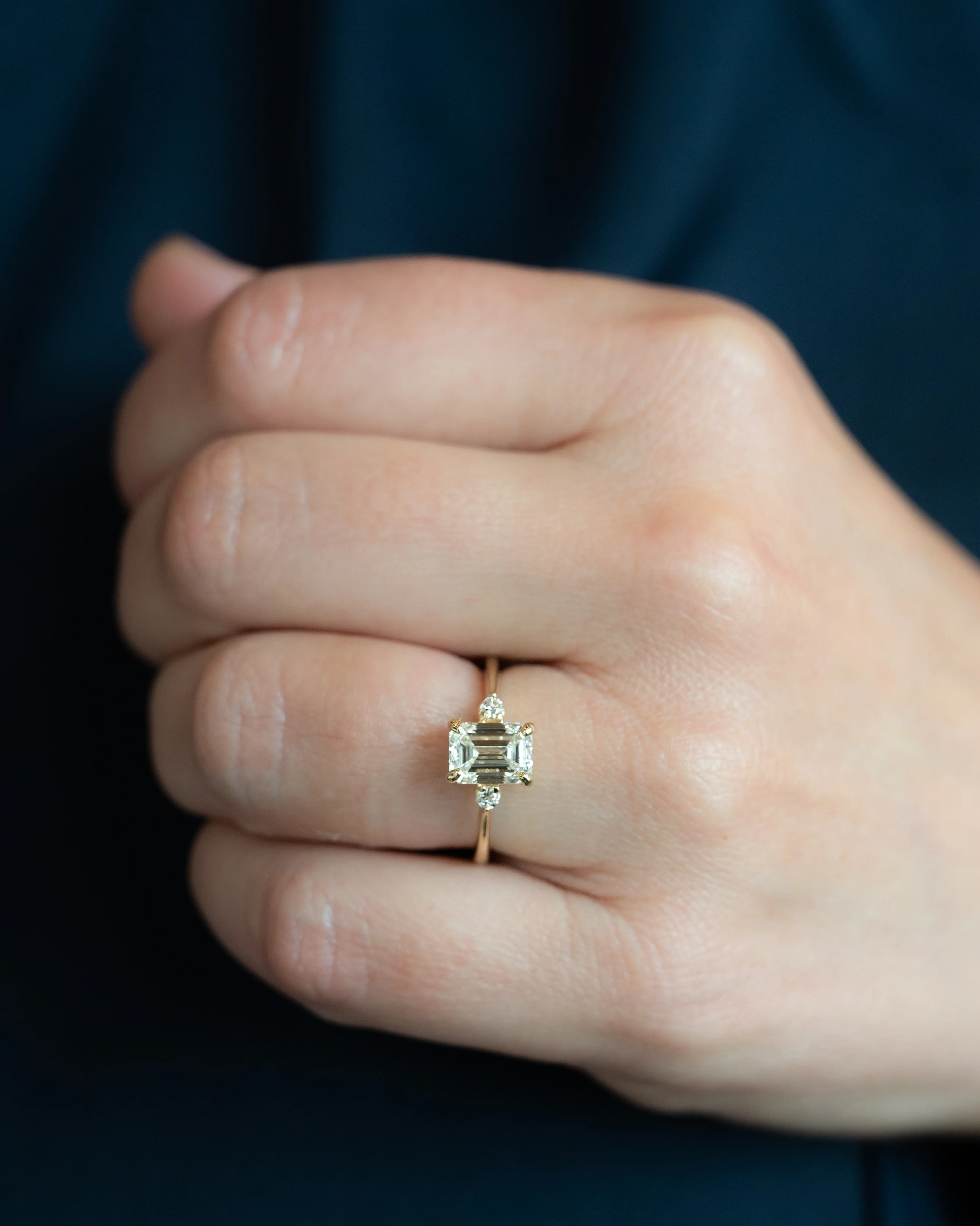 1.70 Emerald Cut Diamond Engagement Ring in 14k - Image 7