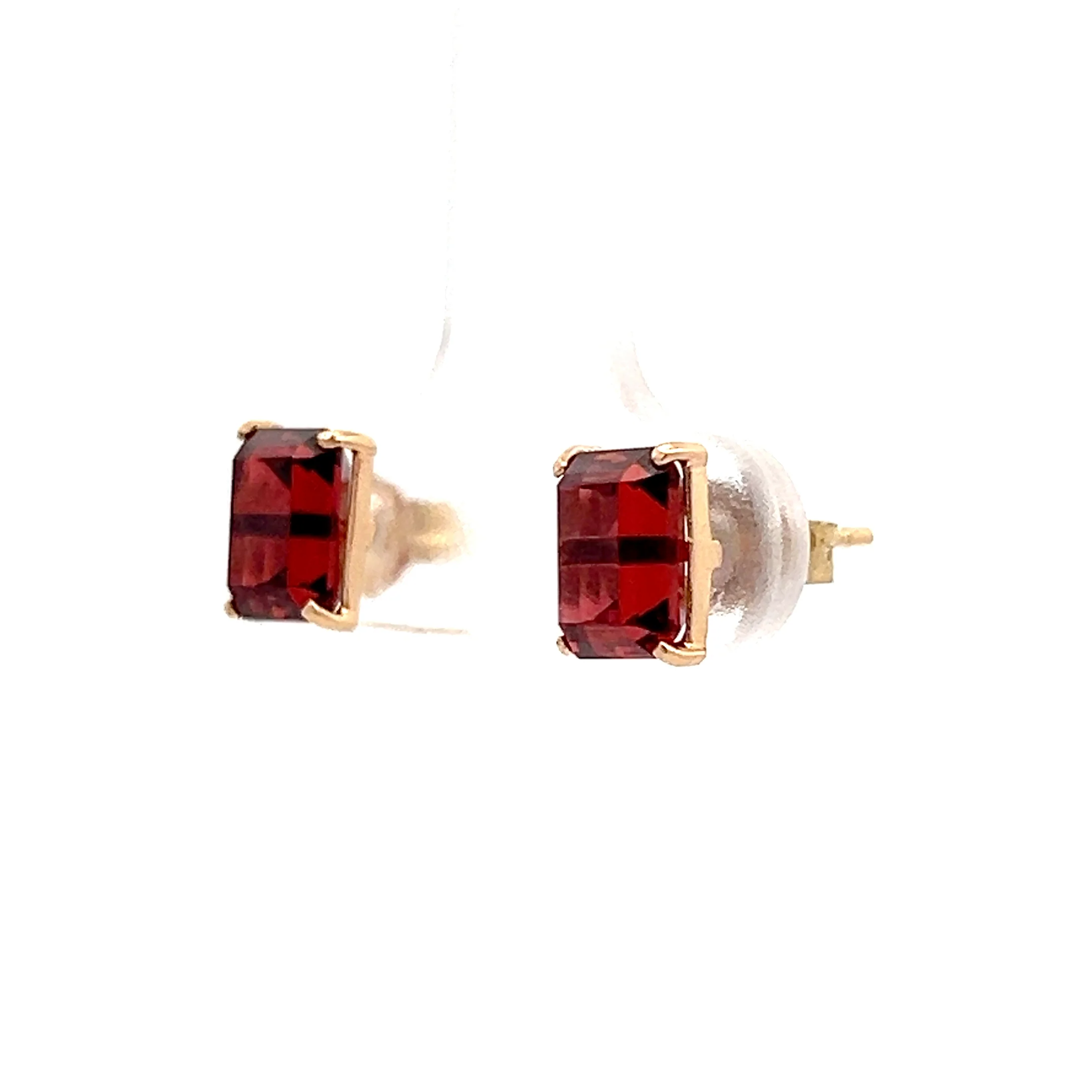 1.70 Emerald Cut Garnet Stud Earrings in 14k - Image 2